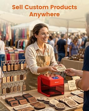 AlgoLaser 5W Smart Laser Engraving Machine - Portable Desktop Laser Engraving Machine with 3.5 Touch Screen & AlgoOS for Beginners, DIY Gift & Small Business Laser Engraving for Wood, Leather, Glass
