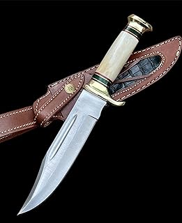 Custom Handmade D2 Steel 12.5 Inches Hunting Knife - Perfect Grip Bone Handle with Brass fitting - Poshland