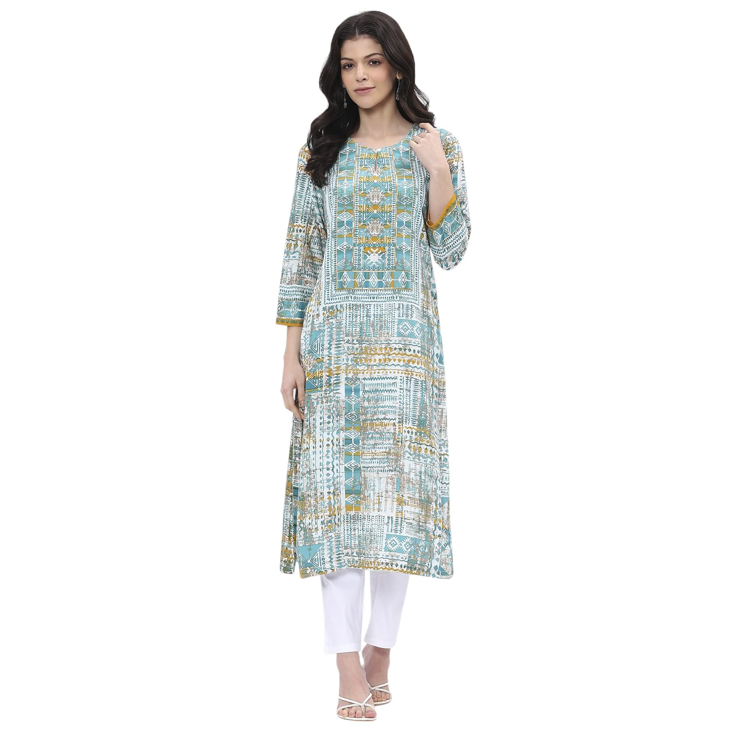 biba Women Rayon Straight Printed Kurta-picture-23