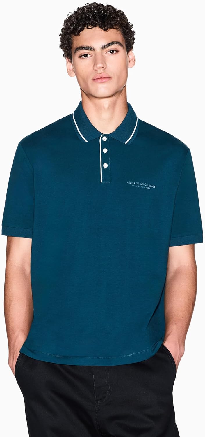 Armani Exchange Mens Regular Fit Small Text Logo Polo - Image 3