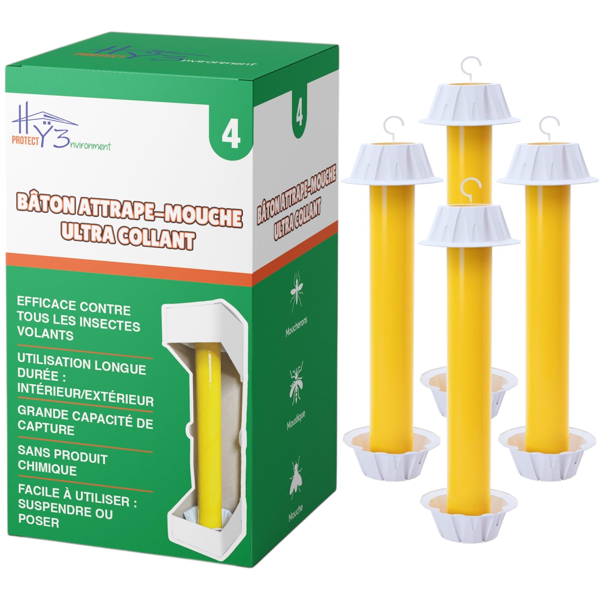HY3 Piege a Mouche | 4 Piege a moucherons Interieur Exterieur | Piege a Mouche Interieur Exterieur Moucherons Cuisine | Attrape Mouche | sans Odeur