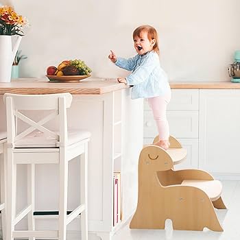 Amazon.co.jp: ibwaae 恐竜 木製幼児用踏み台 子供用 2段踏み台