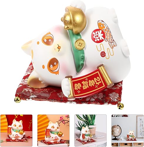 Miniatura 7 de Muñecos japoneses Maneki Neko Cat Decor figuras de gato de la fortuna de la suerte, estatua japonesa de gato Fengshui, figura de gatito de resina