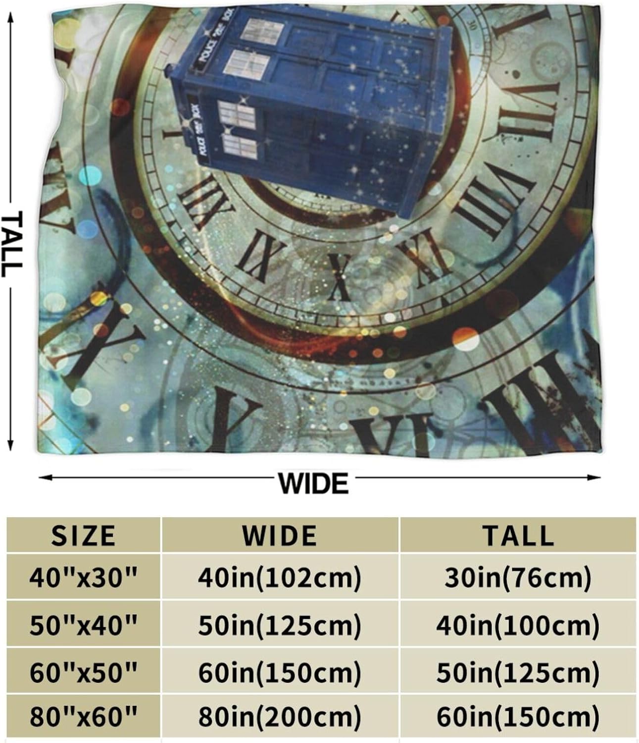 Doctor Dr Who Police Box Mice Reversible Flannel Throw Blanket- Ultra Soft Lightweight for Bed, Sofa, Travel & Camping 50"X40" Inch - Image 3