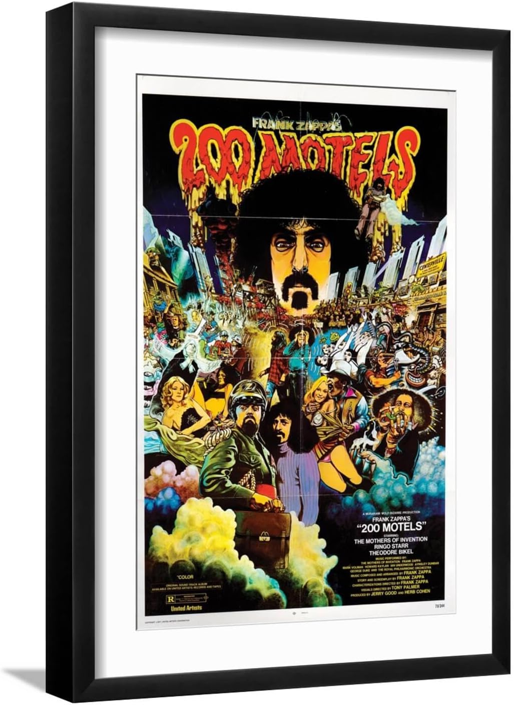 ART.COM Wall Art Print Two Hundred Hotels, Frank Zappa, 1971 on Black Frame, 17" x 23"