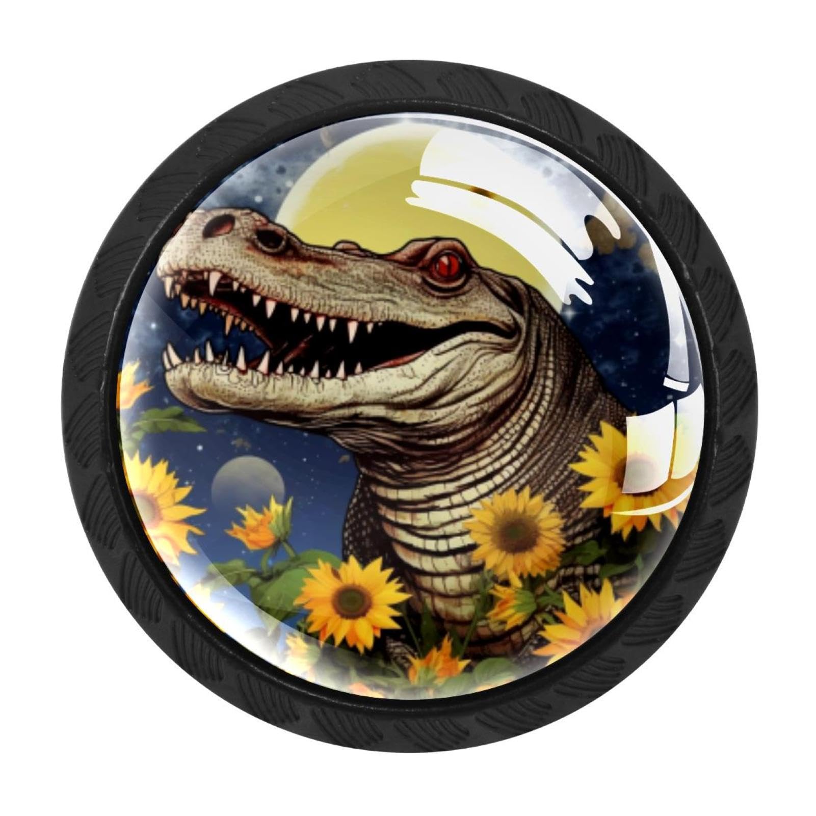 CHENZZZZ 4 Pack Cabinet Handles Black Crocodile Starry Sunflower Cabinet Knobs Draw