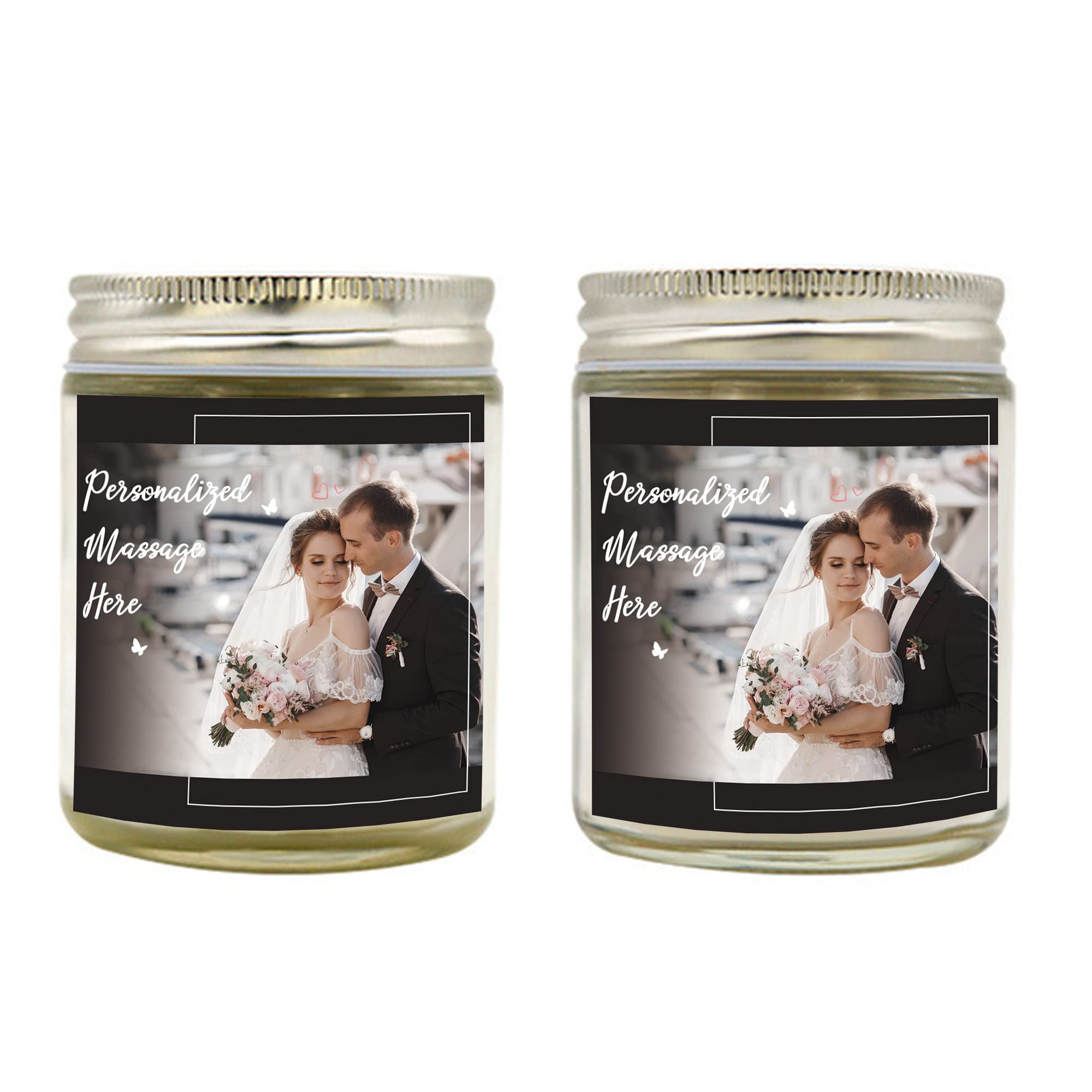 Custom Scented Candle Jars for Moms, Birthday Gifts - Add Your Photo and Text - Personalized Wax Candles for Home Decor or Wedding Favors Christmas Father's Day Customized Gifts
