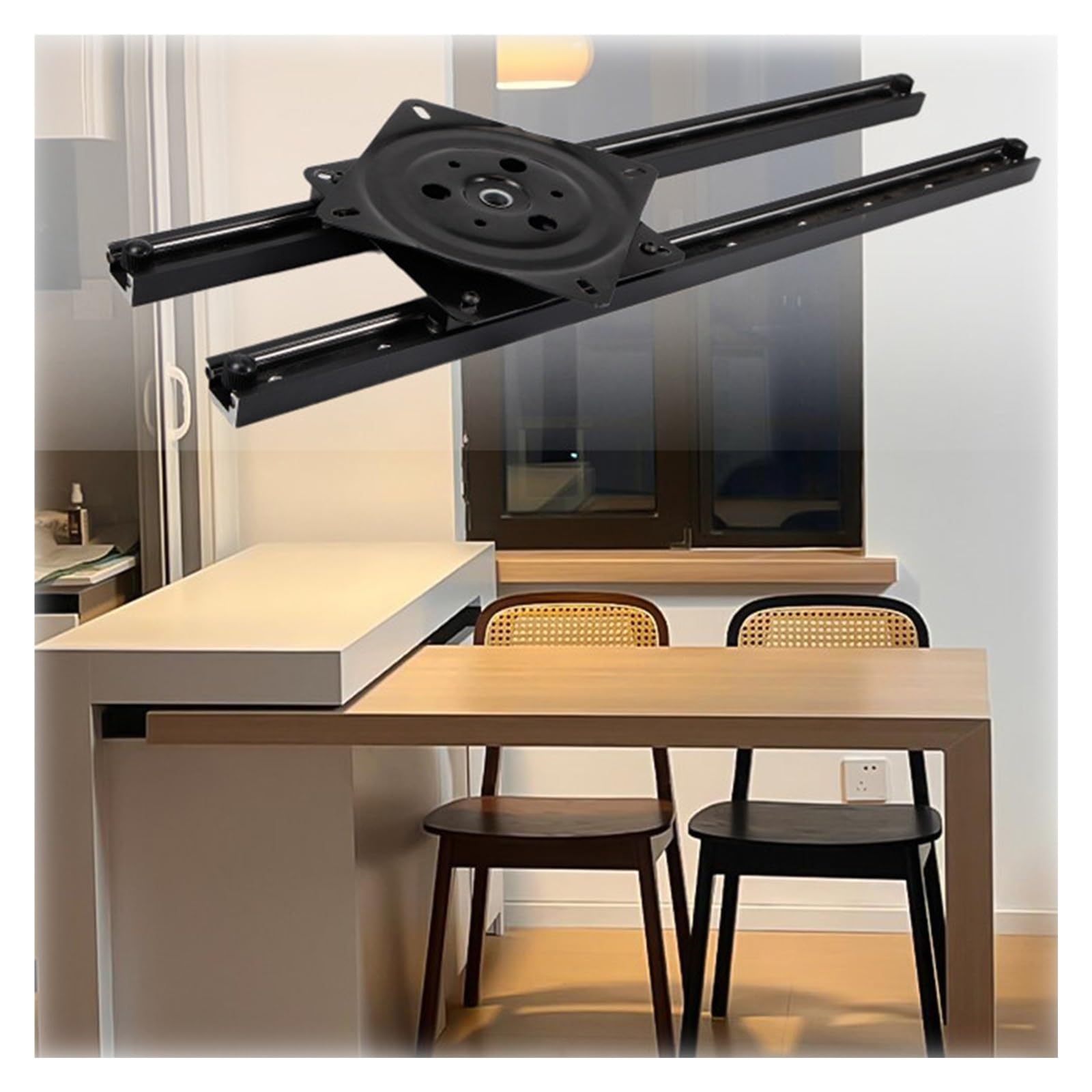 Guias Correderas Riel Deslizante Giratorio Para Mesa De Comedor Tipo Isla, Kit De Extensión De Riel Para Mecanismo Deslizante De Encimera Tipo Isla