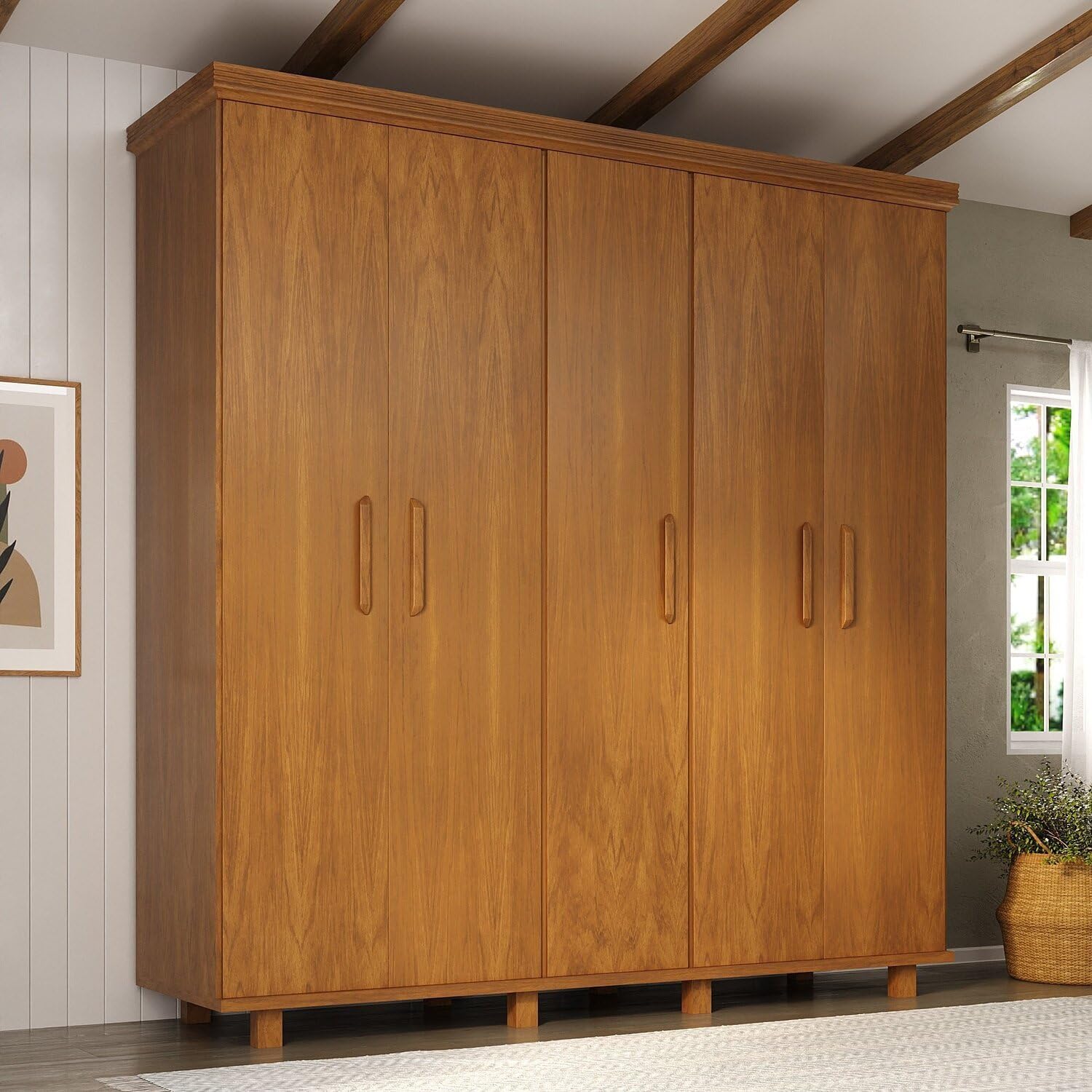 シャマルミレ Guarda-roupa 5 Portas 6 Gavetas Ibiza Mogno Mel | Amazon.com.br