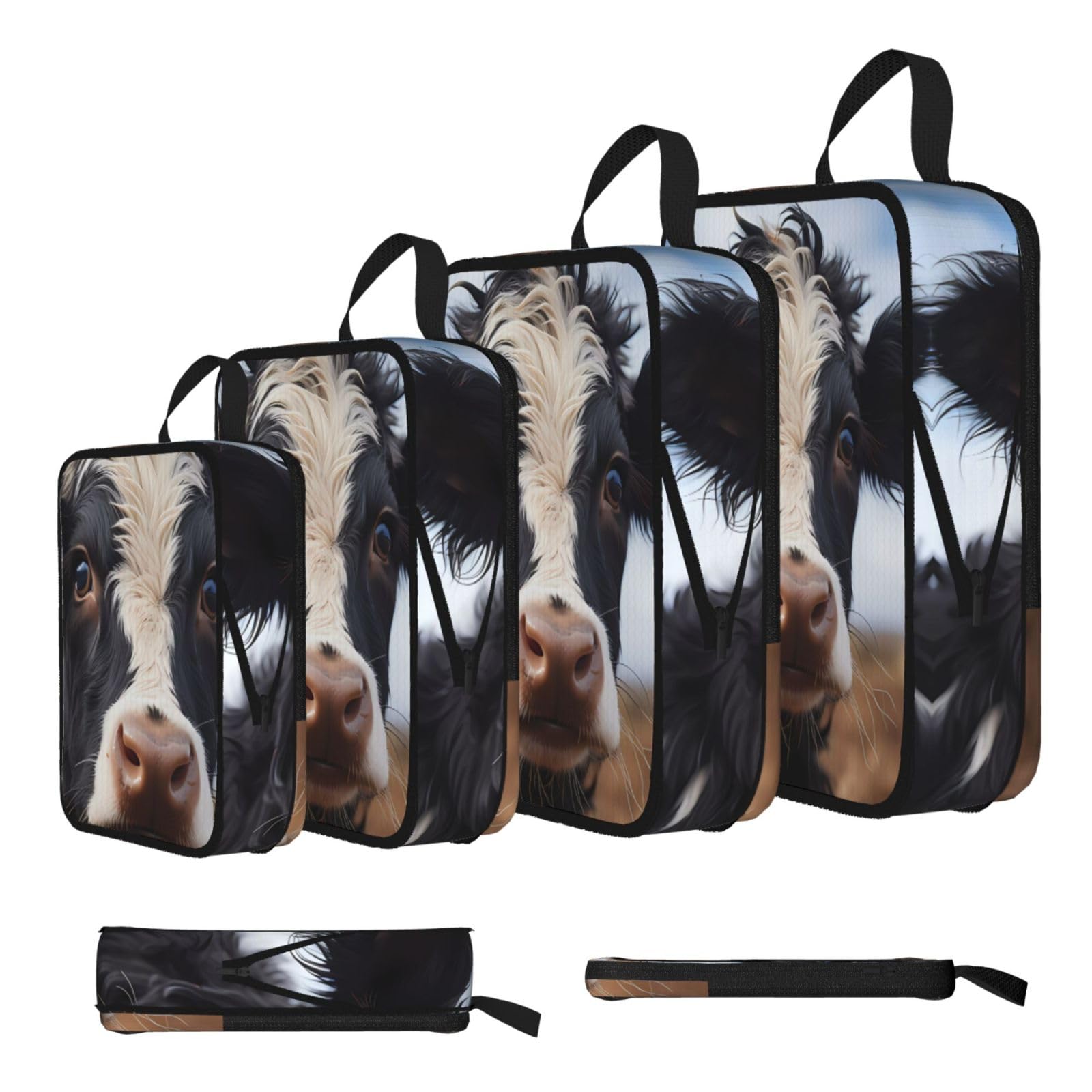 Sxzvvbn Black Cute Cow Compression Packing Cubes 4 Piece Set