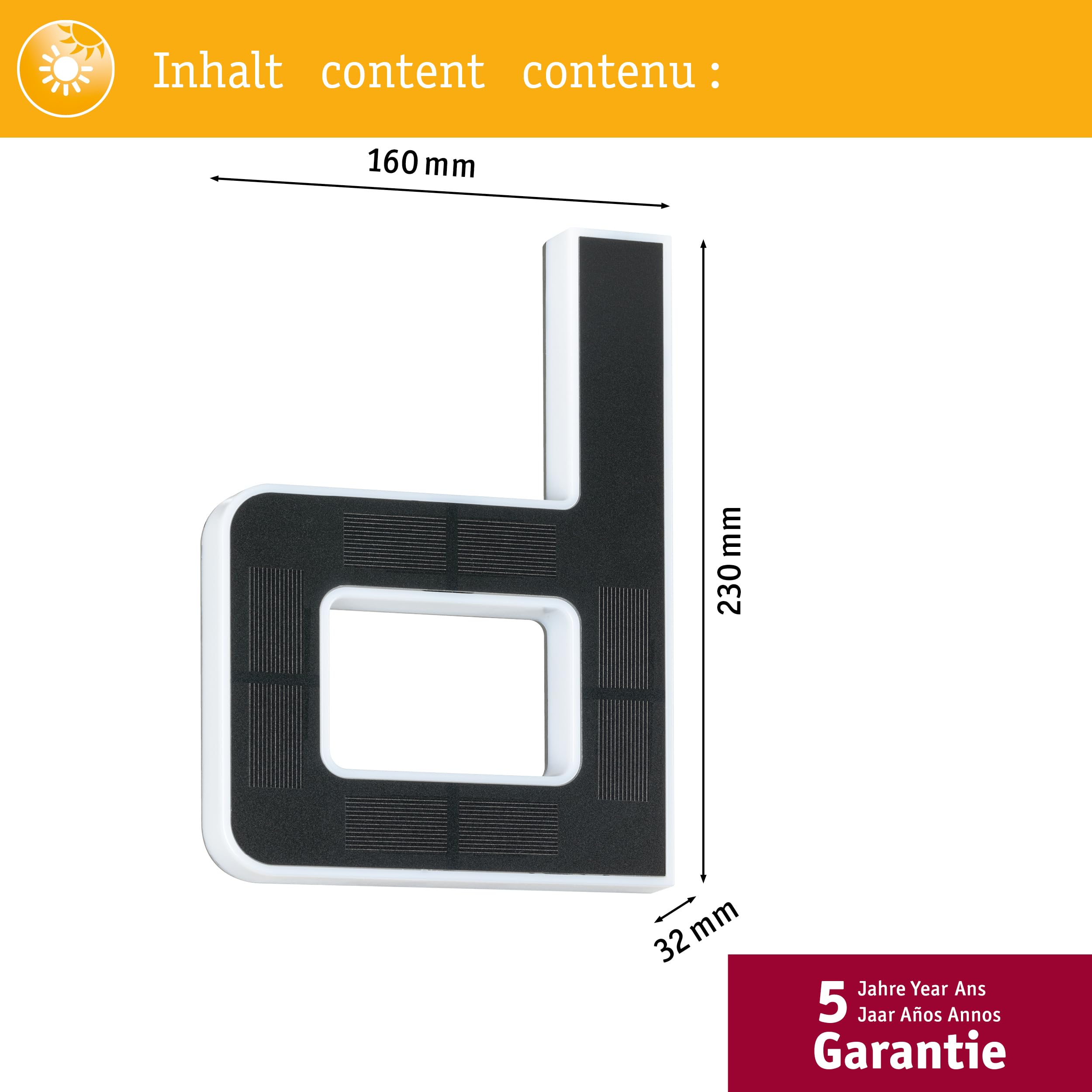 Paulmann 94653 Lampada solare LED per numero civico D IP44 bianco caldo batteria sostituibile incl. 1x0,2 W nero lampada solare plastica 3000 K