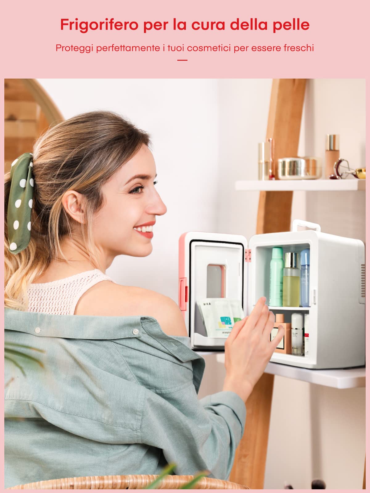 NORTHCLAN Mini Frigo da 15 Litri, Piccolo Frigorifero Portatile con funzione di raffreddamento e riscaldamento, per Casa, Camera da Letto, Ufficio e Viaggio, Modalità Max ed Ec, AC/DC, Rosa
