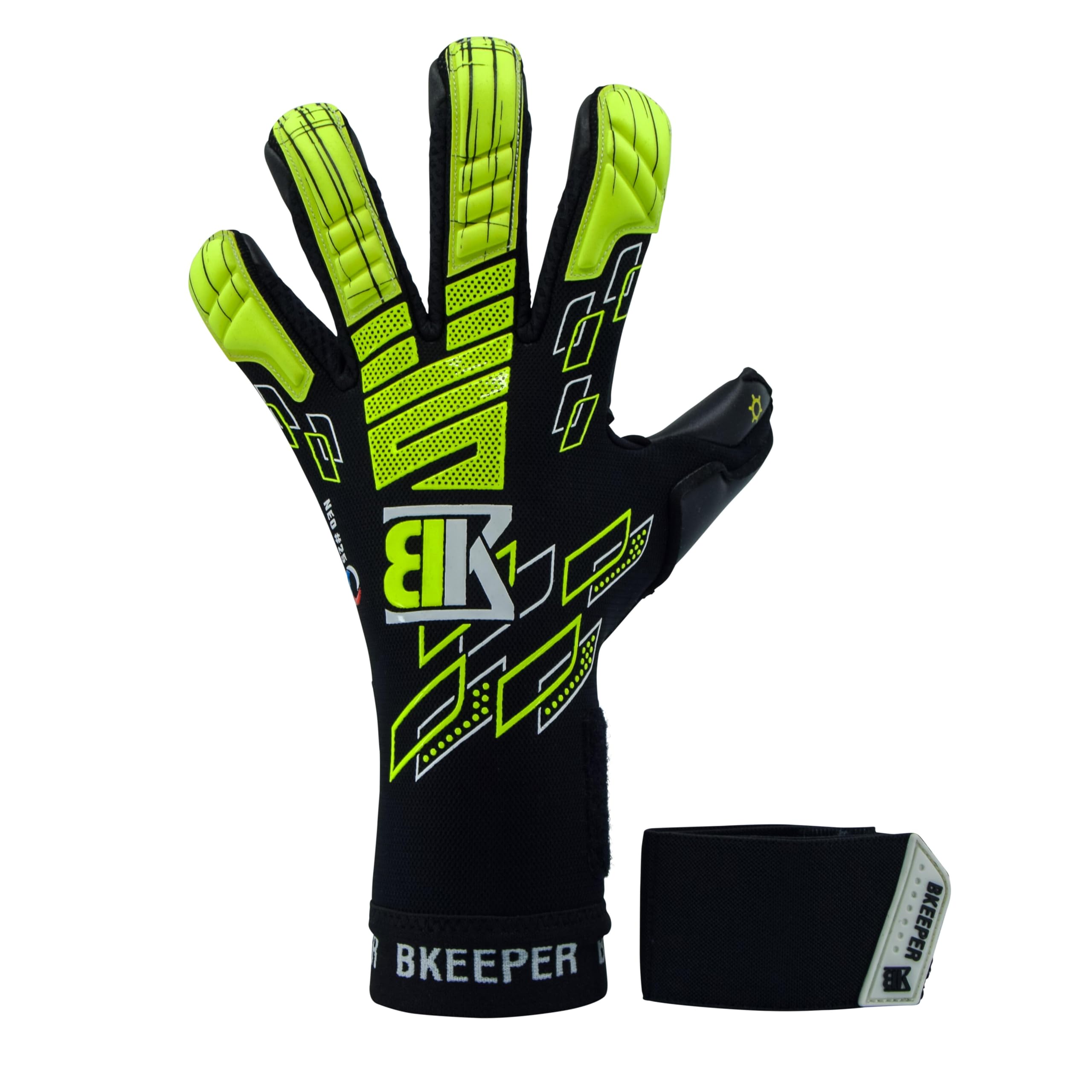 Gants de Gardien Neo #25 Black, Tailles 6 à 11, Noir, Coupe Roll-Négative, pour Adultes, Mousse Contact
