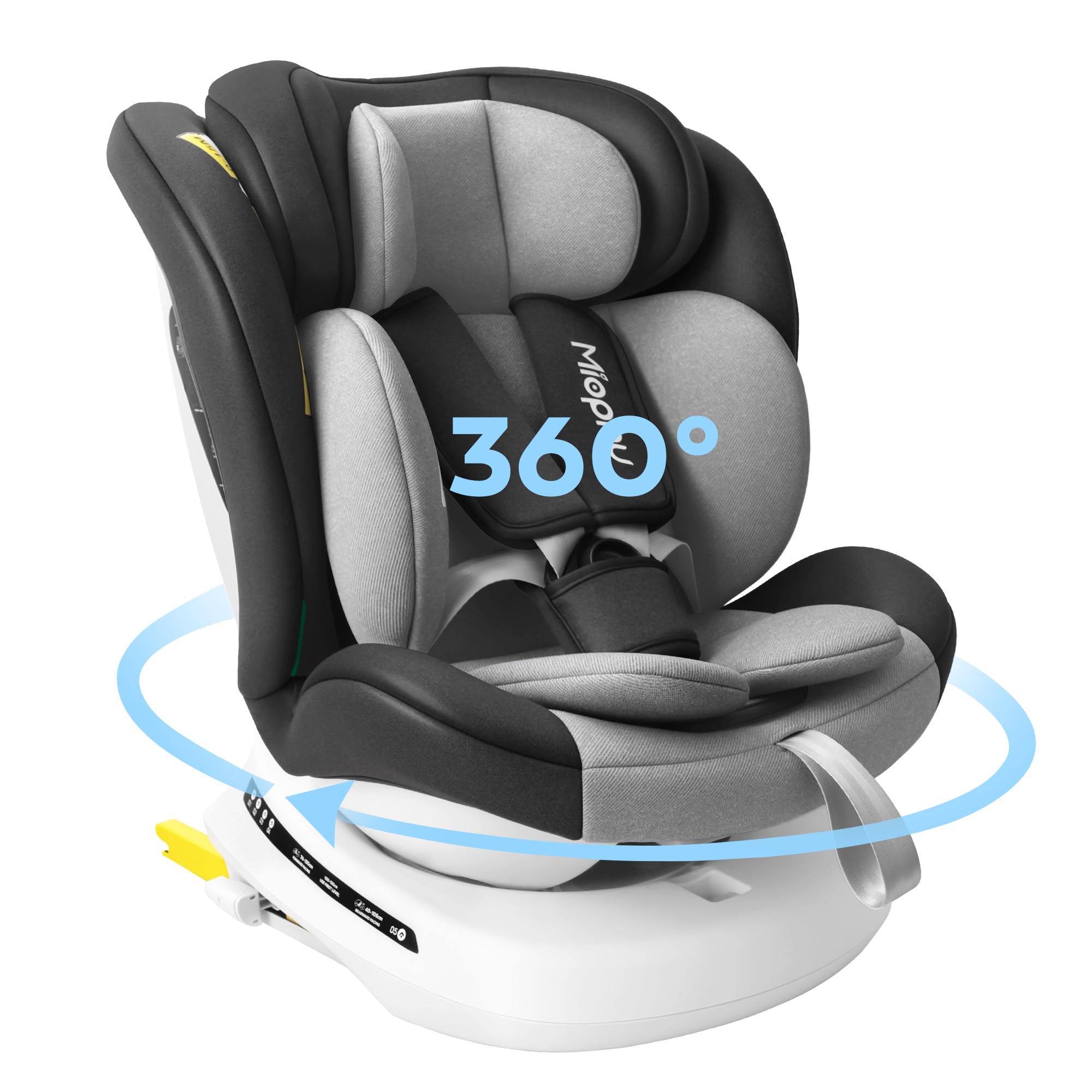 Siège Auto 360 Pivotant, 0-12 ans, 40-150 cm, I-Size Bébé Siège Auto ISOFIX, Groupe 0+1/2/3, Dos à la route jusqu'à 105 cm, 5 Inclinaisons