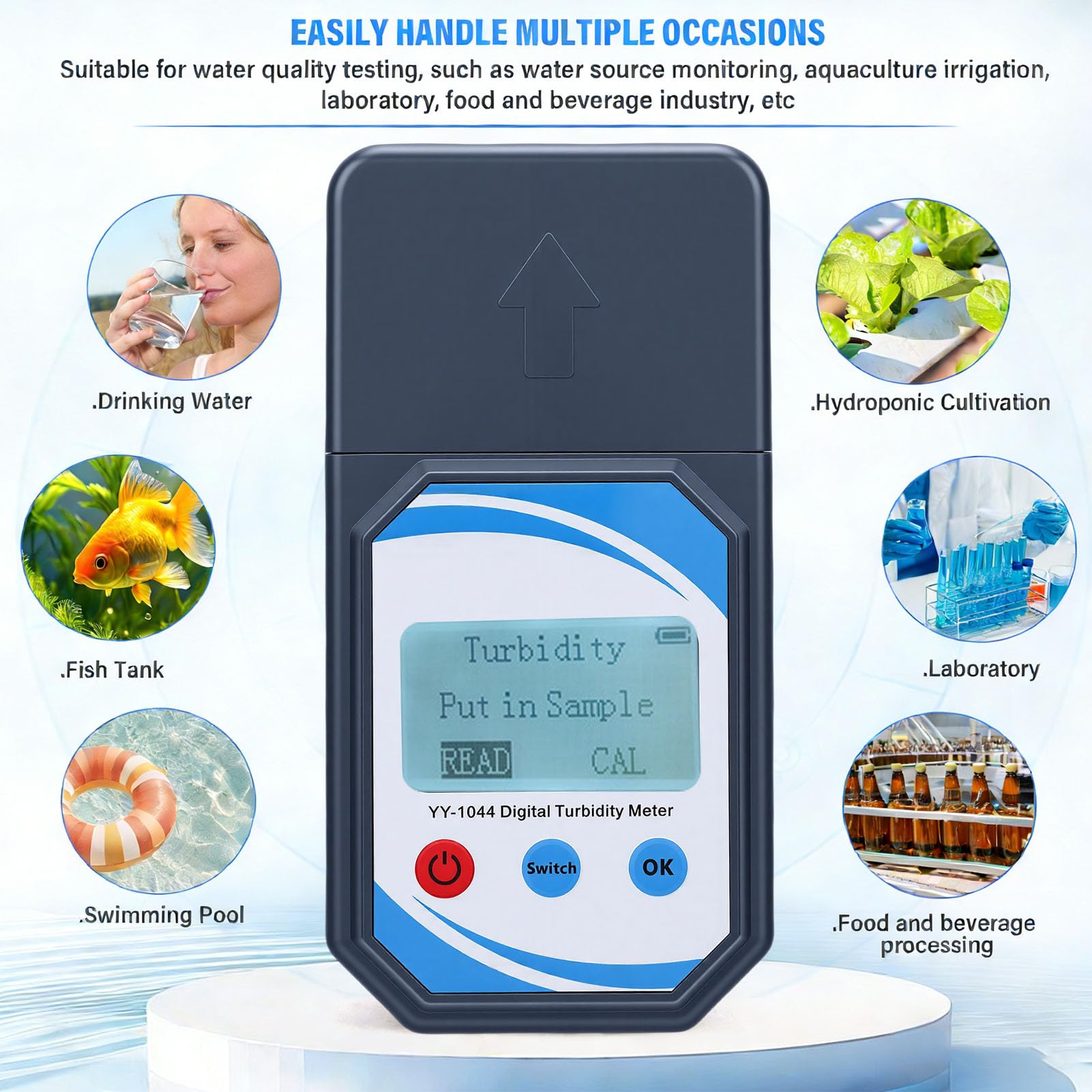 Pissente Medidor de Turbidez Portátil, Probador Digital de Calidad del Agua de Material ABS con Rango de 0-1000 y Alimentación Manual para Uso en Campo y Laboratorio