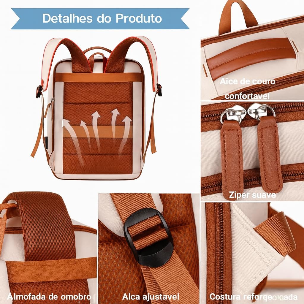 Mochila Grande para Notebook 15,6" Expansível e Impermeável | Mochila Executiva de Viagem Aprovada por Companhias Aéreas com Porta USB, Bolso para Líquidos, Mochila Escolar e de Trabalho