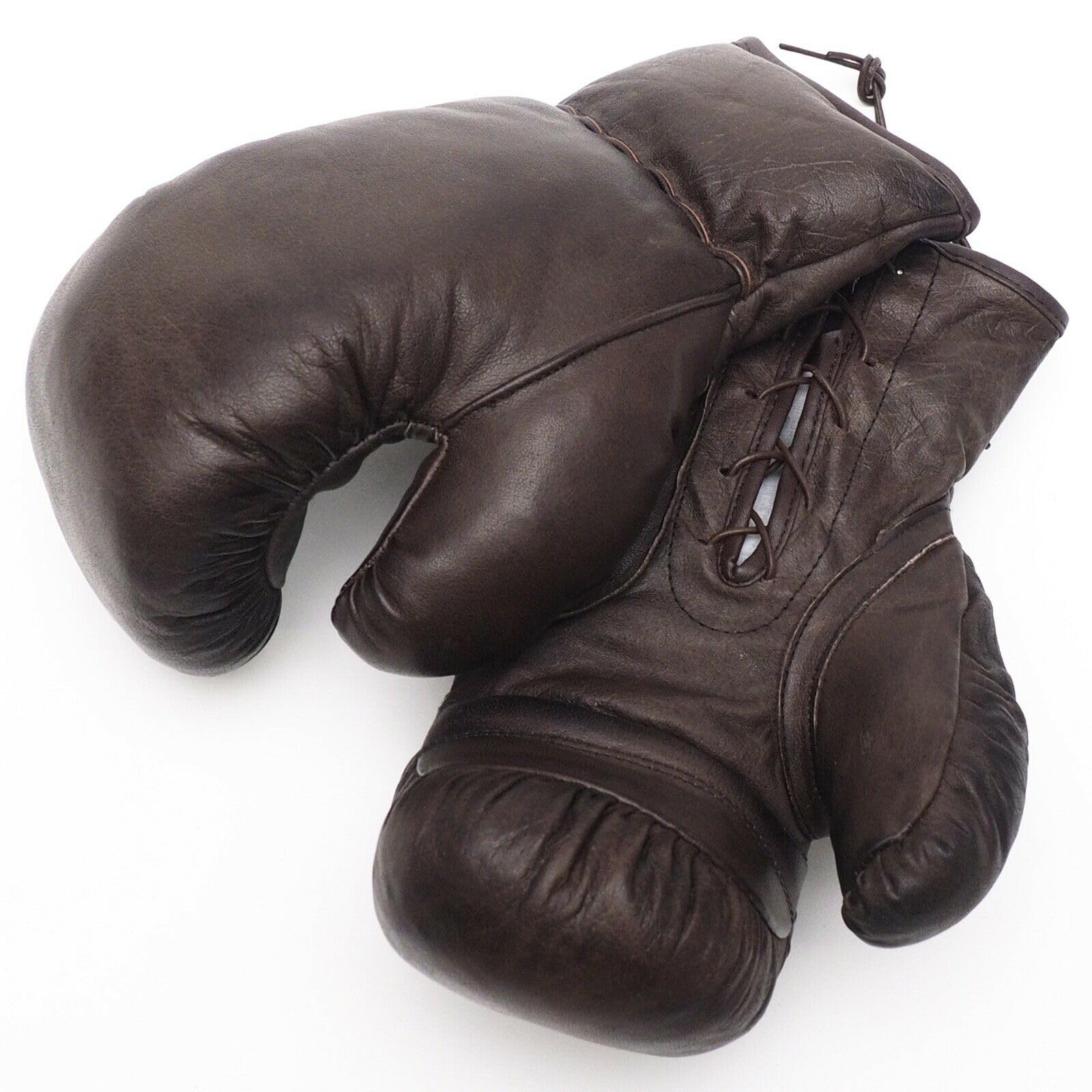 Echtleder Retro-Boxhandschuhe 12 oz – Handgefertigt, Vintage-Look, Hochwertiges Rindsleder, Ideal für Dekoration, Sammler & als Geschenk