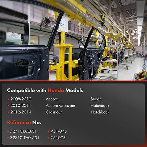 Miniatura 3 de A-Premium Elevalunas eléctrico con motor (2 pines) compatible con Honda Accord 2008-2012 Crosstour 2012-2014 lado del pasajero trasero