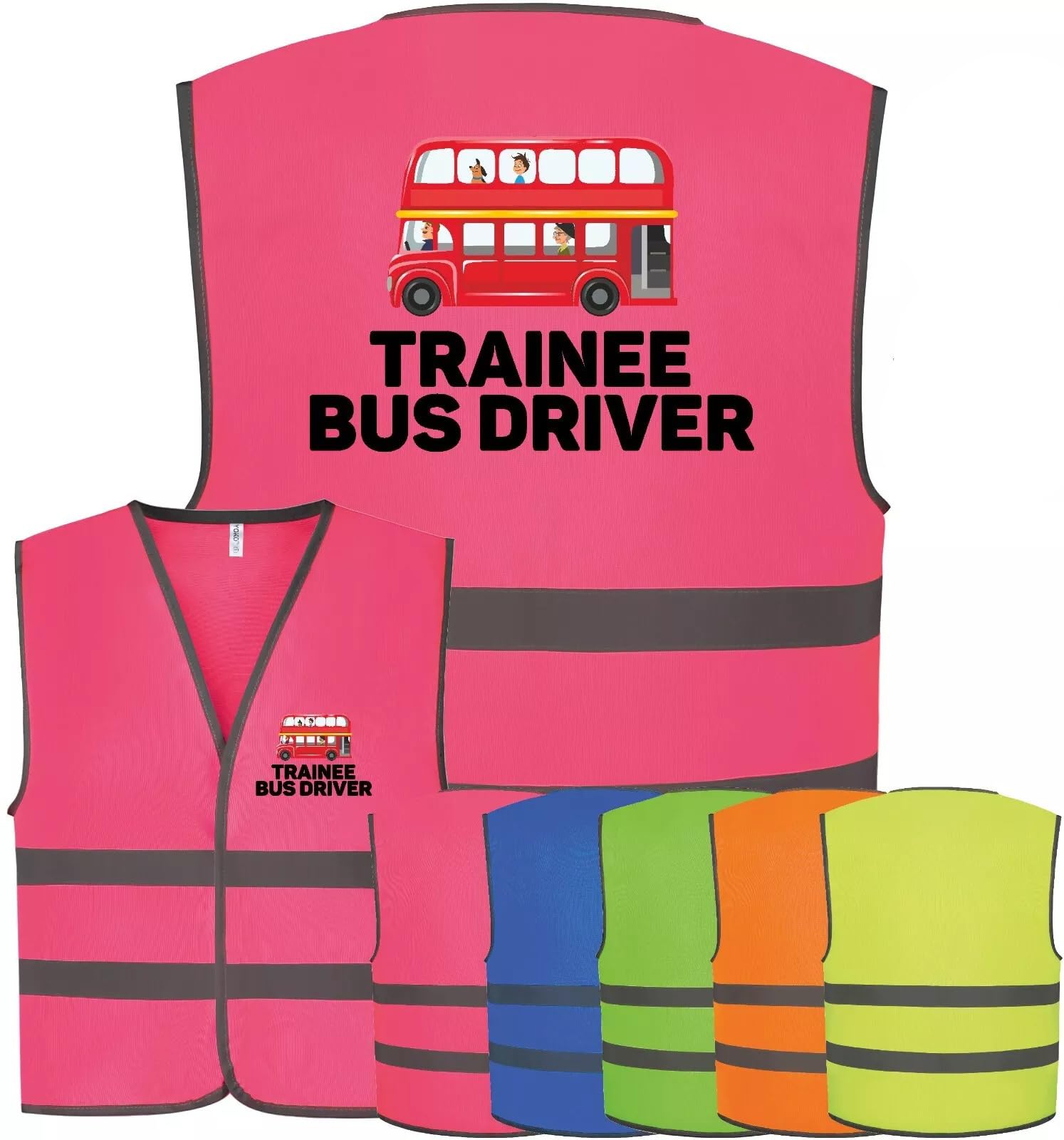 Corporate Togs Trainee Bus Driver Printed Vest, Children's Visibility Safety Vest, Sleeveless, Reflective Bands, Hook & Loop Fastening, Small to Large Size | Emergency Hi-Vis Vests