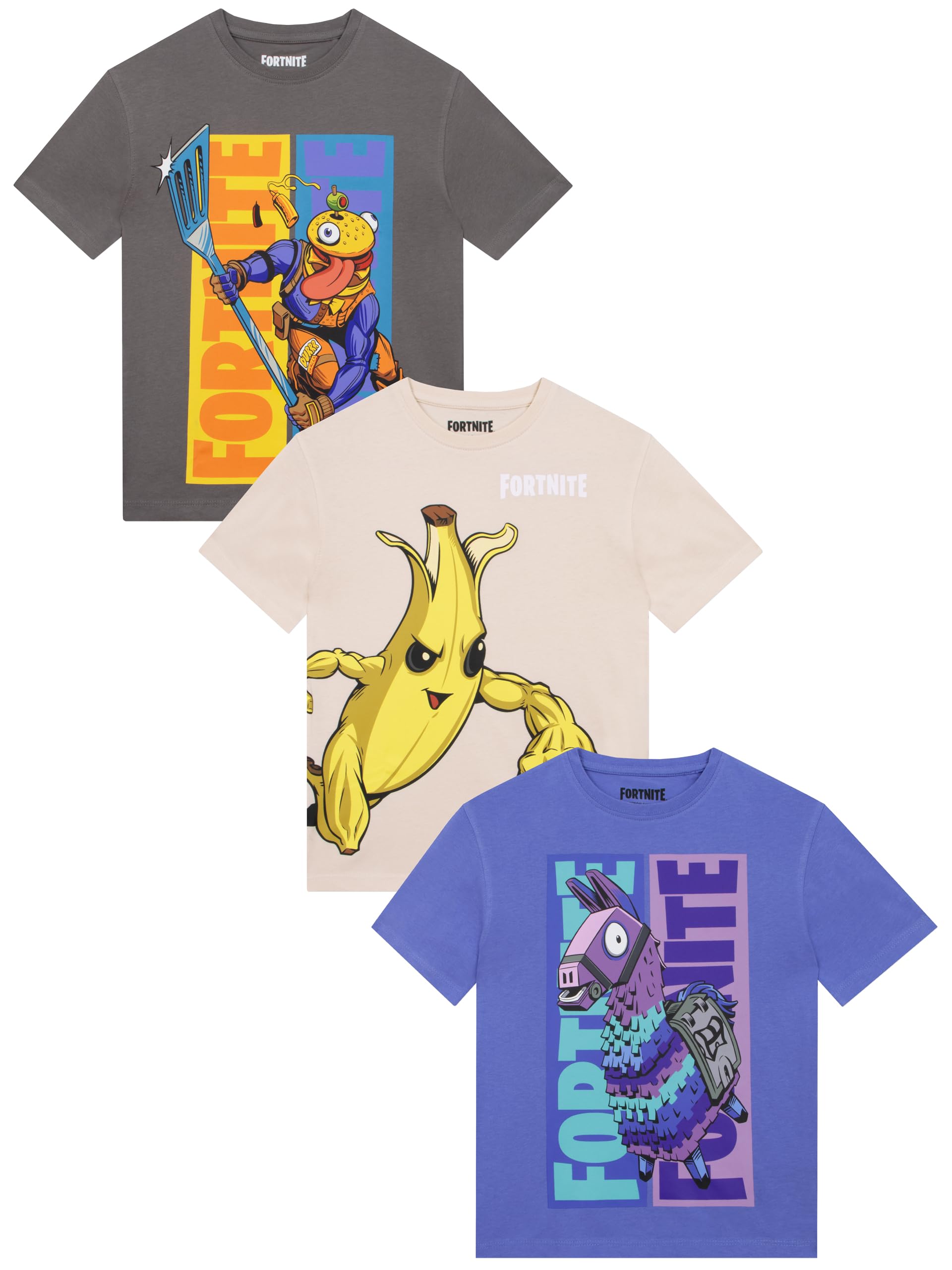 Fortnite - Boys - T-Shirt - 6-7 Years - Blue/Beige/Grey