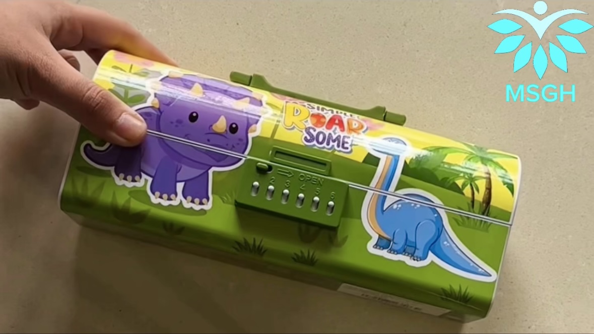 MSGH Kids Pen & Pencil Box Suitcase Style Password Lock Pencil
