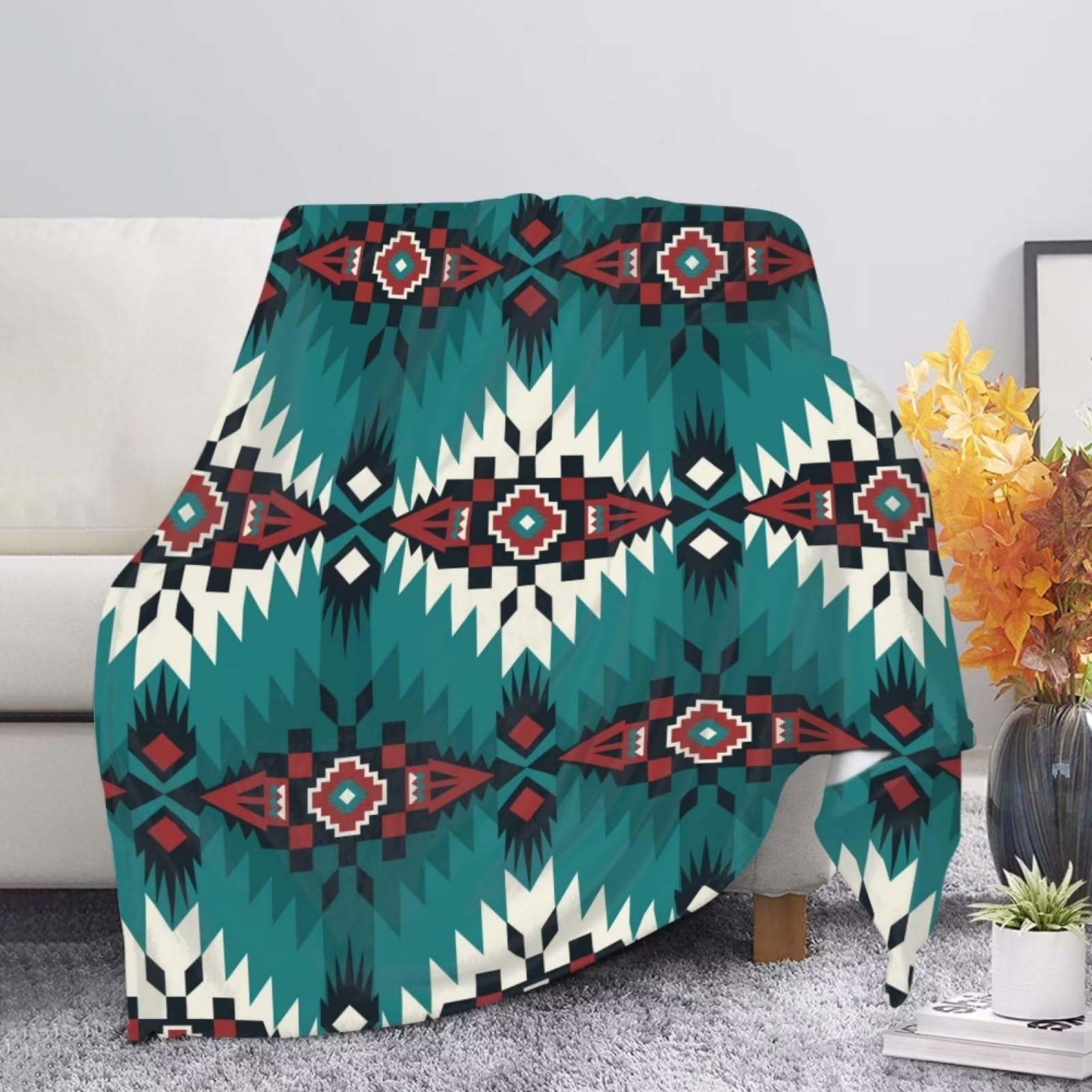 xixirimido Tribal Geometry Blanket Fleece Throw for Sofa Couch Bedroom Womens Mens Plush Fluffy Bed Throws All Seasons โ image 1