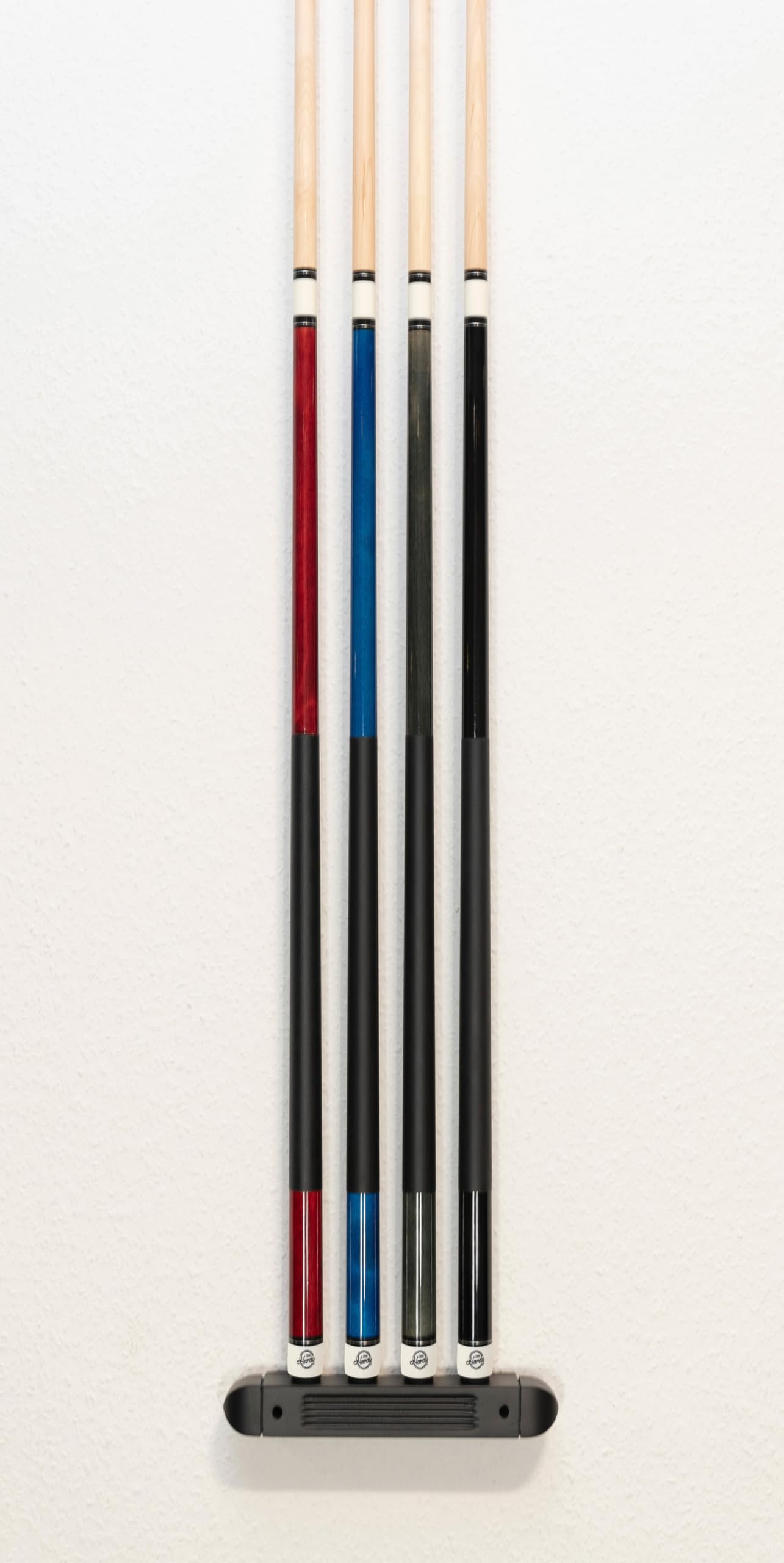 Winsport Billard Queue Wandhalter 2-teilig. für 4 oder 6 Queues, Billardqueue Halterung aus hochwertigem Rubberwood/Holz schwarz