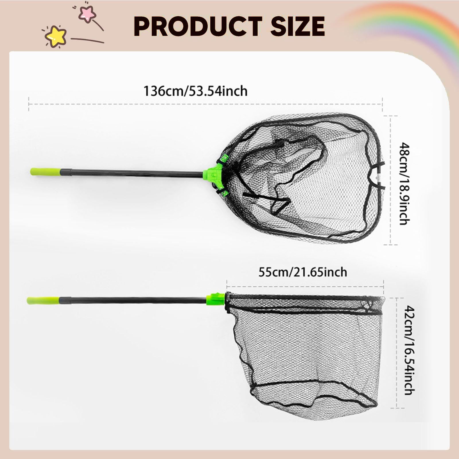F Fityle Guadino Telescopico con Accessori Antiscivolo, Pratica Borsa a Rete Incassata E Asta Telescopica per Barche da Pesca in Acqua Dolce.