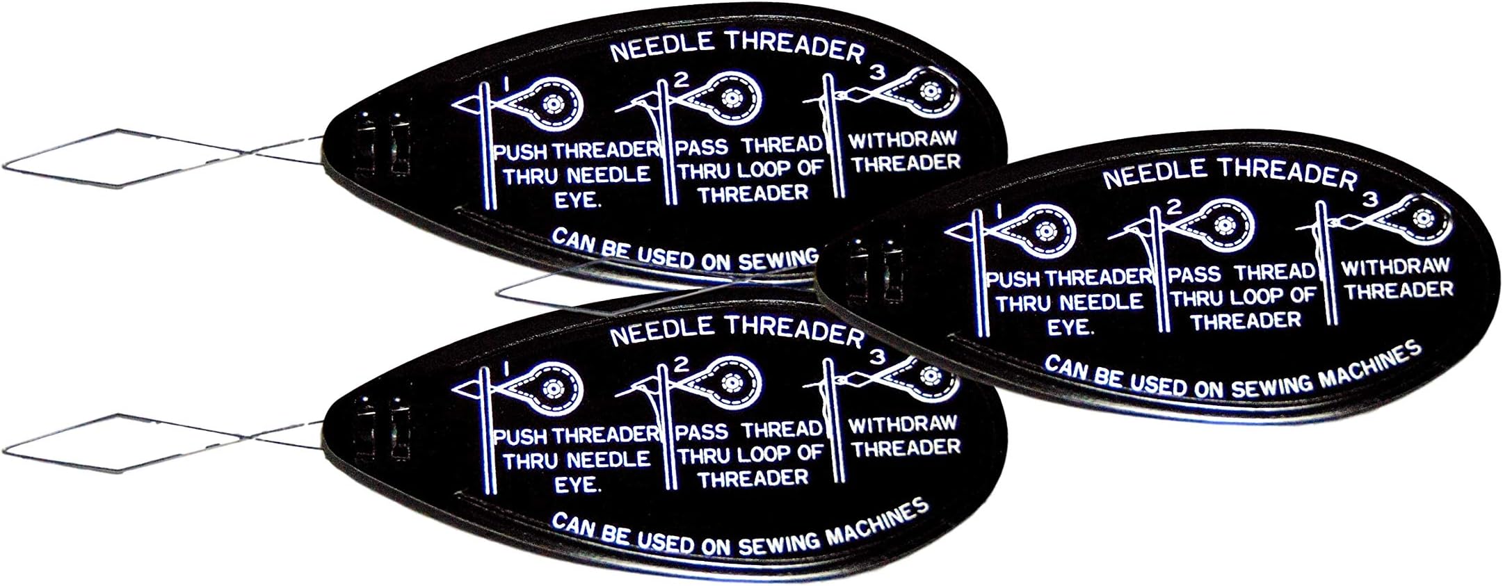 Large Bow Wire Needle Threaders Pack of 3 Metal Hand Sewing Machine