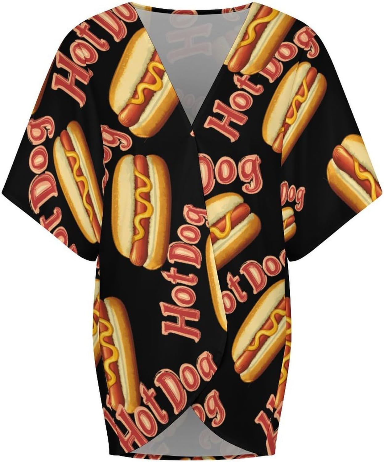 Hot Dog Shop Women's Open Front Cardigan Short Sleeves Jacket Lightweight Sweaters Tops