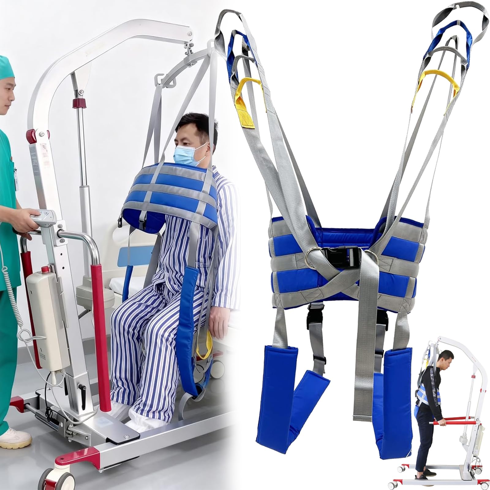 Arneses Para Grúas Pacientes, Arnés Asistencia Para Transferencia De Pacientes Ajuste Altura 4 Niveles Compatible Con La Mayoría De Las Ayudas Y Dispositivos Movilidad Peso Máximo: 230 Kg (L)