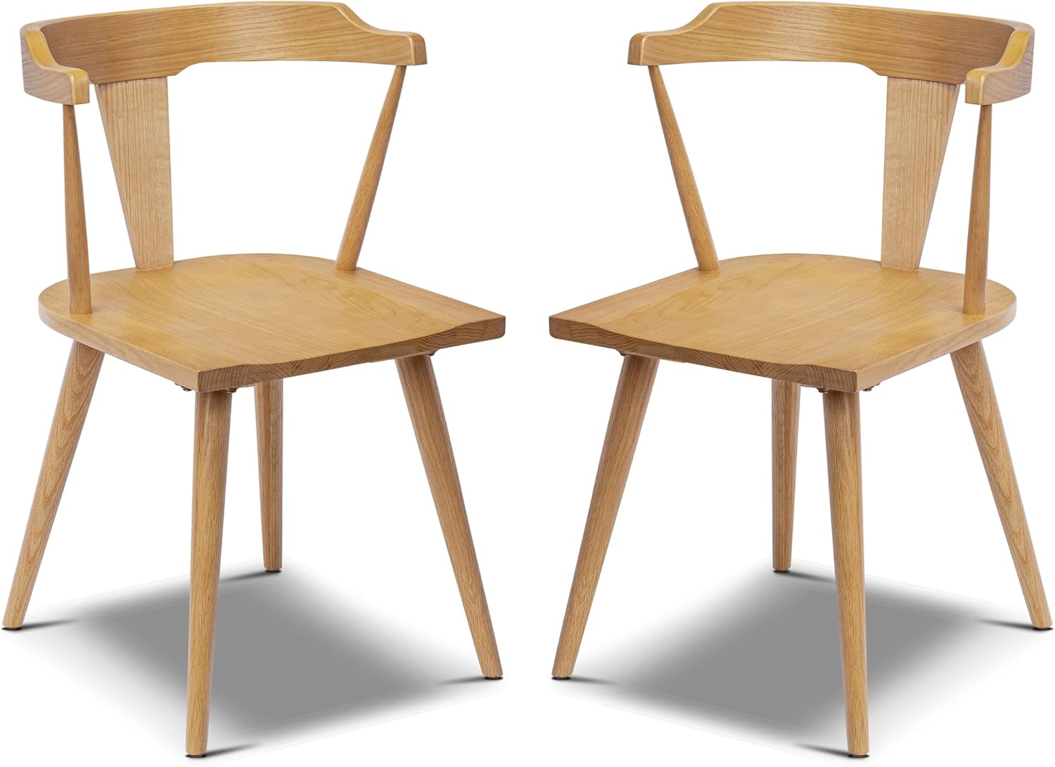 POLY & BARK Mid Century Modern Enzo Black Dining Chair – Solid Oak Wood Splat Back Chair, 18" Seat Height, 32" Tall – Stylish MCM Kitchen & Dining Room Chair