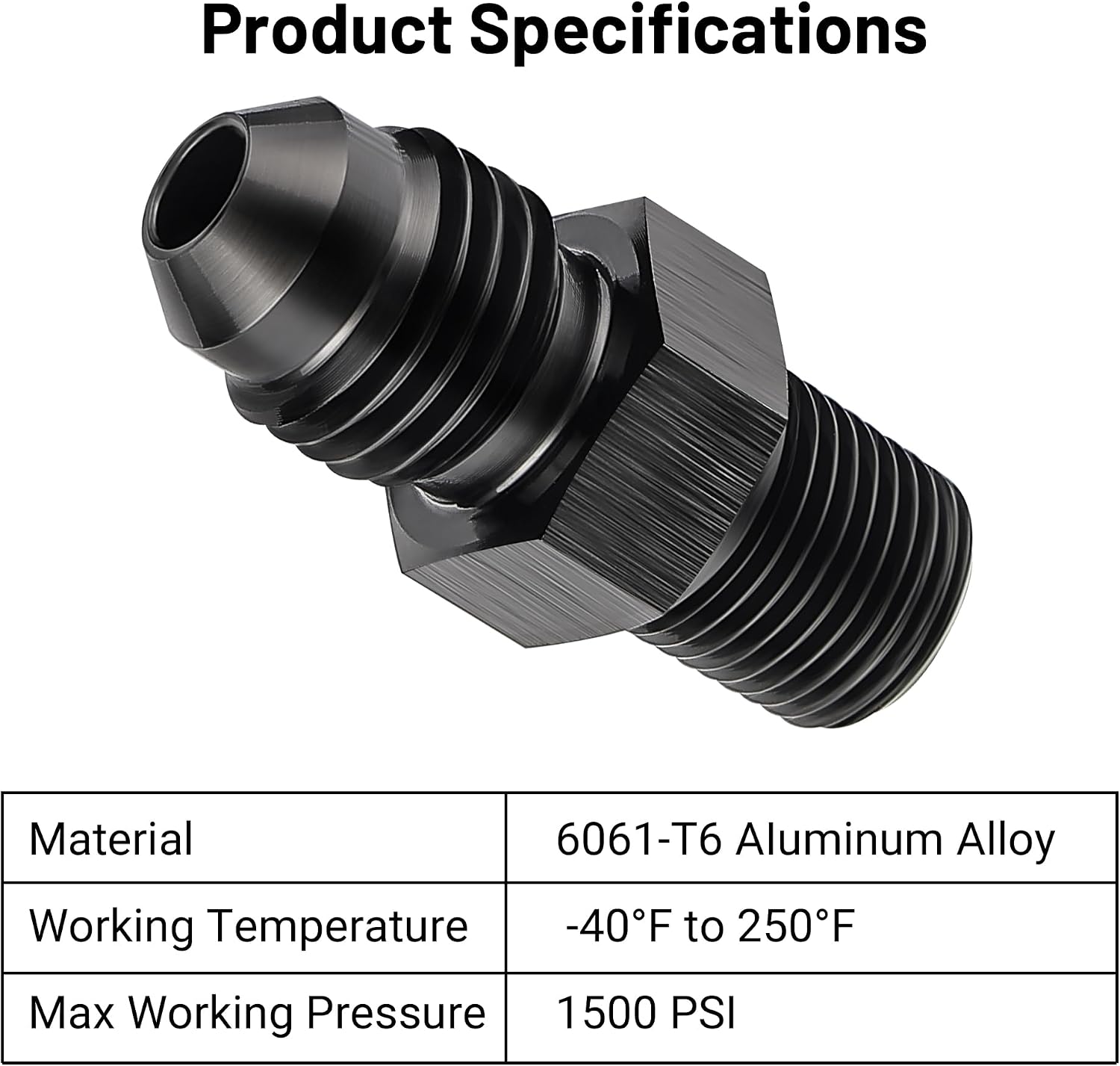 EVIL ENERGY 4AN to 1/8 BSPT Pipe Fitting Adapter Aluminum Straight Black