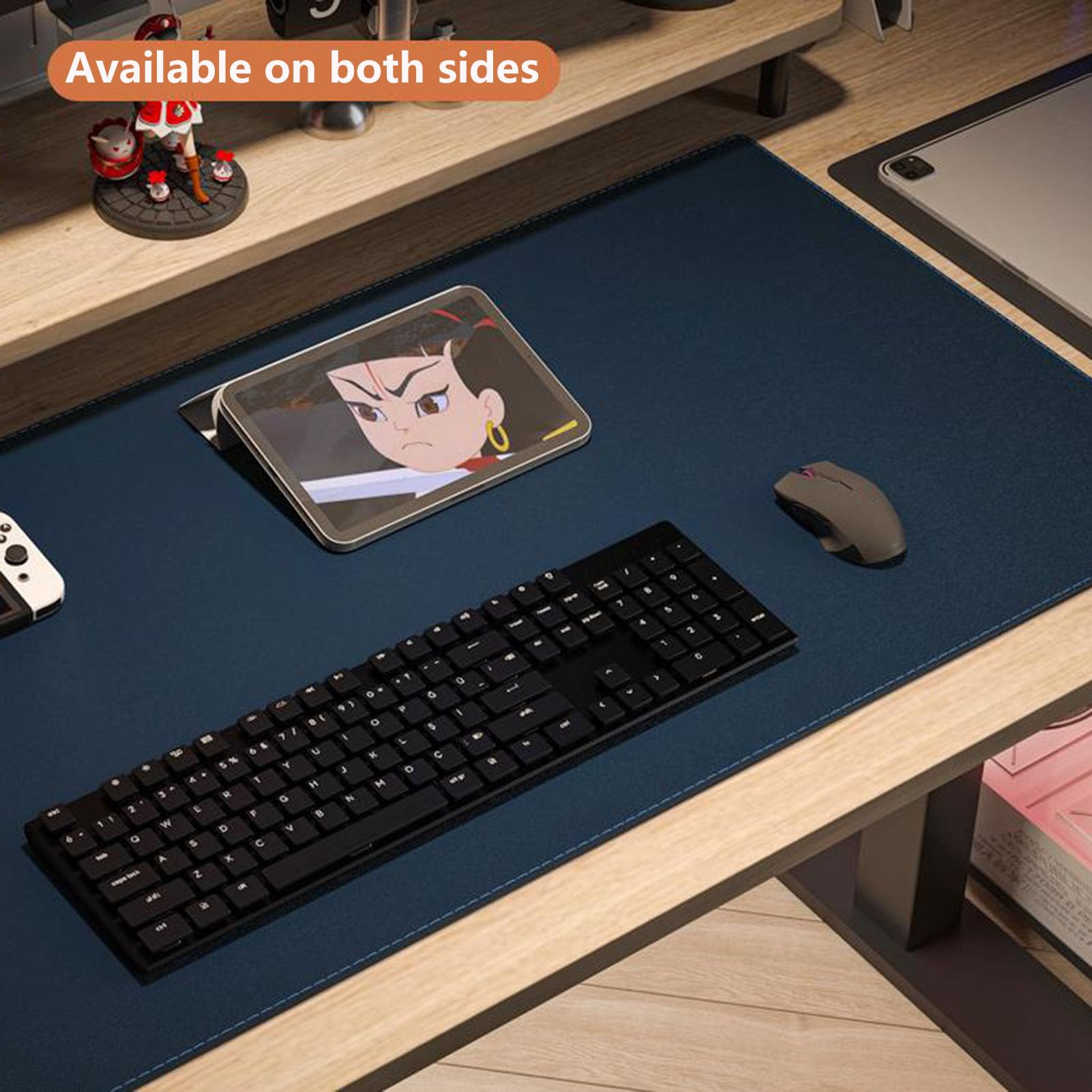 Schreibtischunterlage Aus Leder, Mauspad, Büromatte, rutschfeste Pu-unterlage, Laptop-pad, Wasserfestes Schreiben Für Büro Und Zuhause(Size:80 * 140cm/31.49" x55.11,Color:Dark Blue)