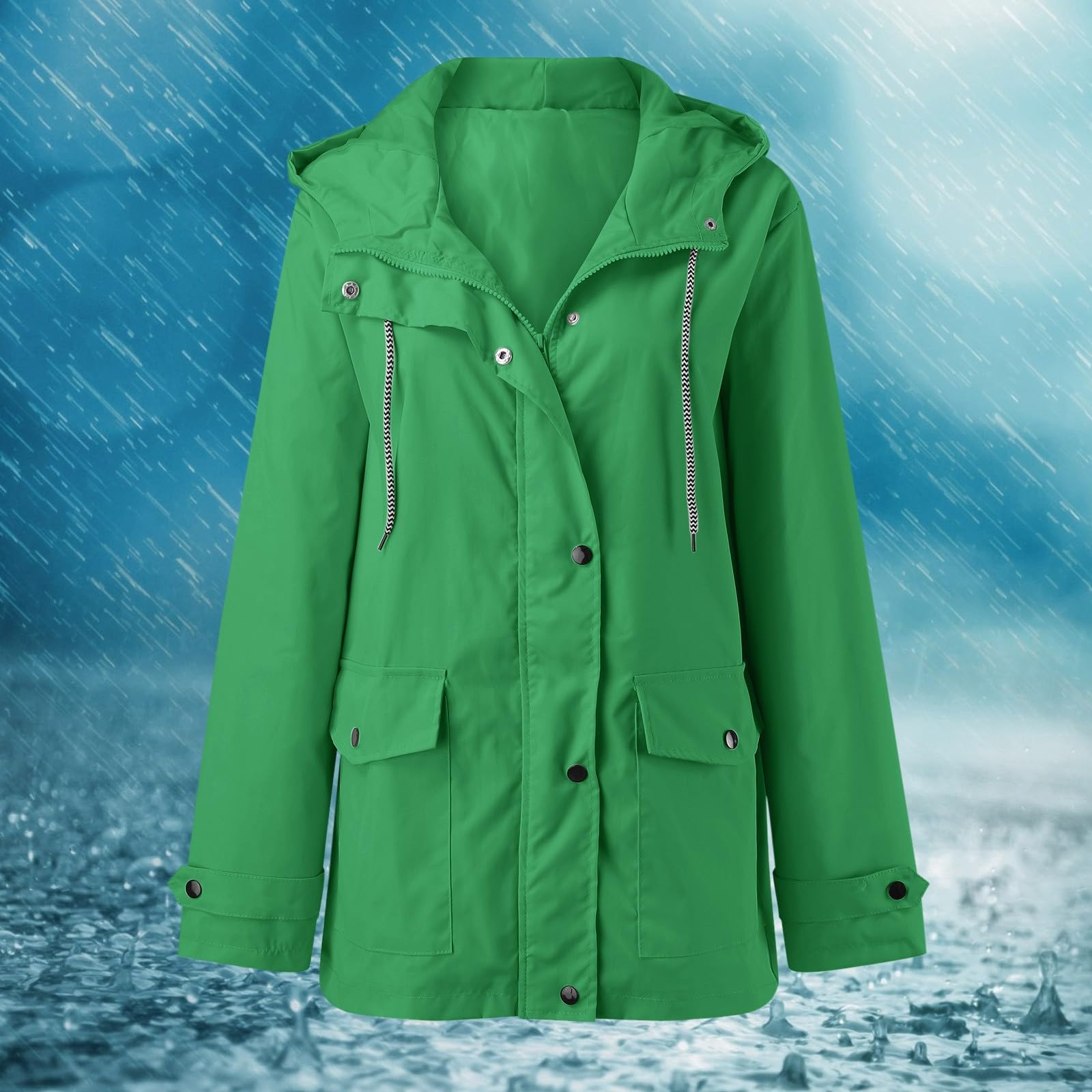 Generisch 2026 Sudadera con capucha para mujer, impermeable con bolsillos, chaqueta con cremallera, chaqueta para entrenamiento al aire libre, chaqueta de lluvia para deporte y ocio (verde, XXXL)