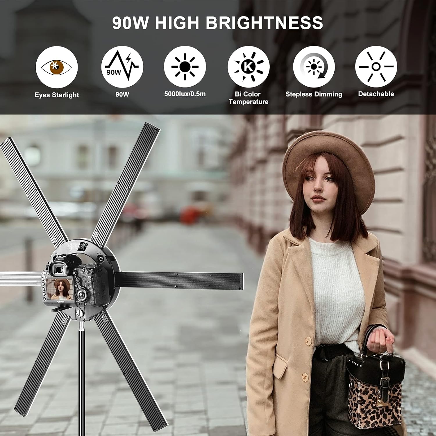 Gеt Sресіаl Prісе GVM Ring Light Kit with Tripod, 90W LED Circle Light with Detachable Light Bars Adjustable 3200K~5600K CRI 97+ Dimmable Bicolor LED Video Light for YouTube/Makeup/Vlogs/Live Streaming