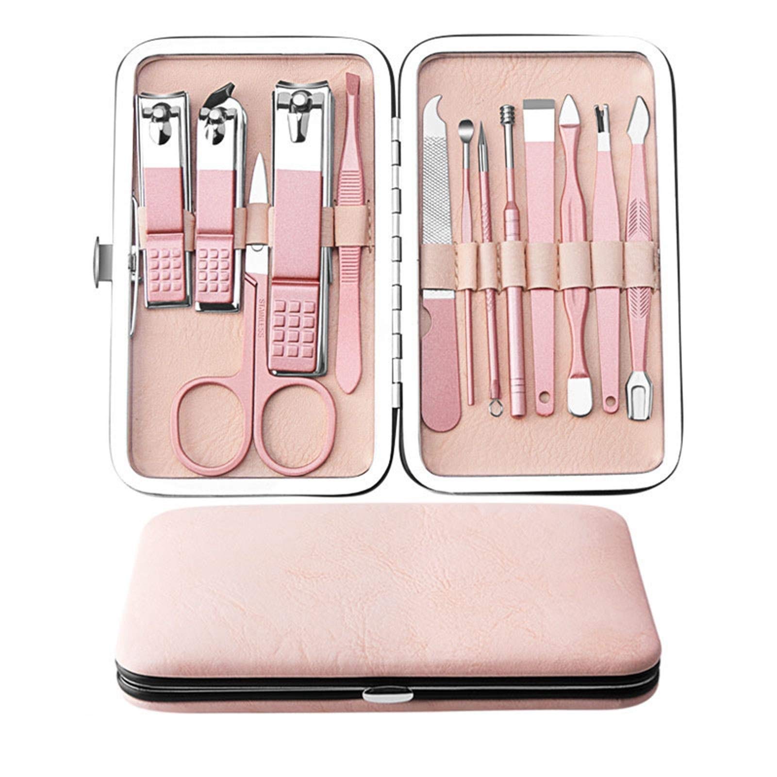 Professionelles Maniküre-Set, Edelstahl, Pediküre-Set, Nasenhaarschere, Augenbrauenrasierer, Familienfuß-Handpflege-Set (13-teilig)