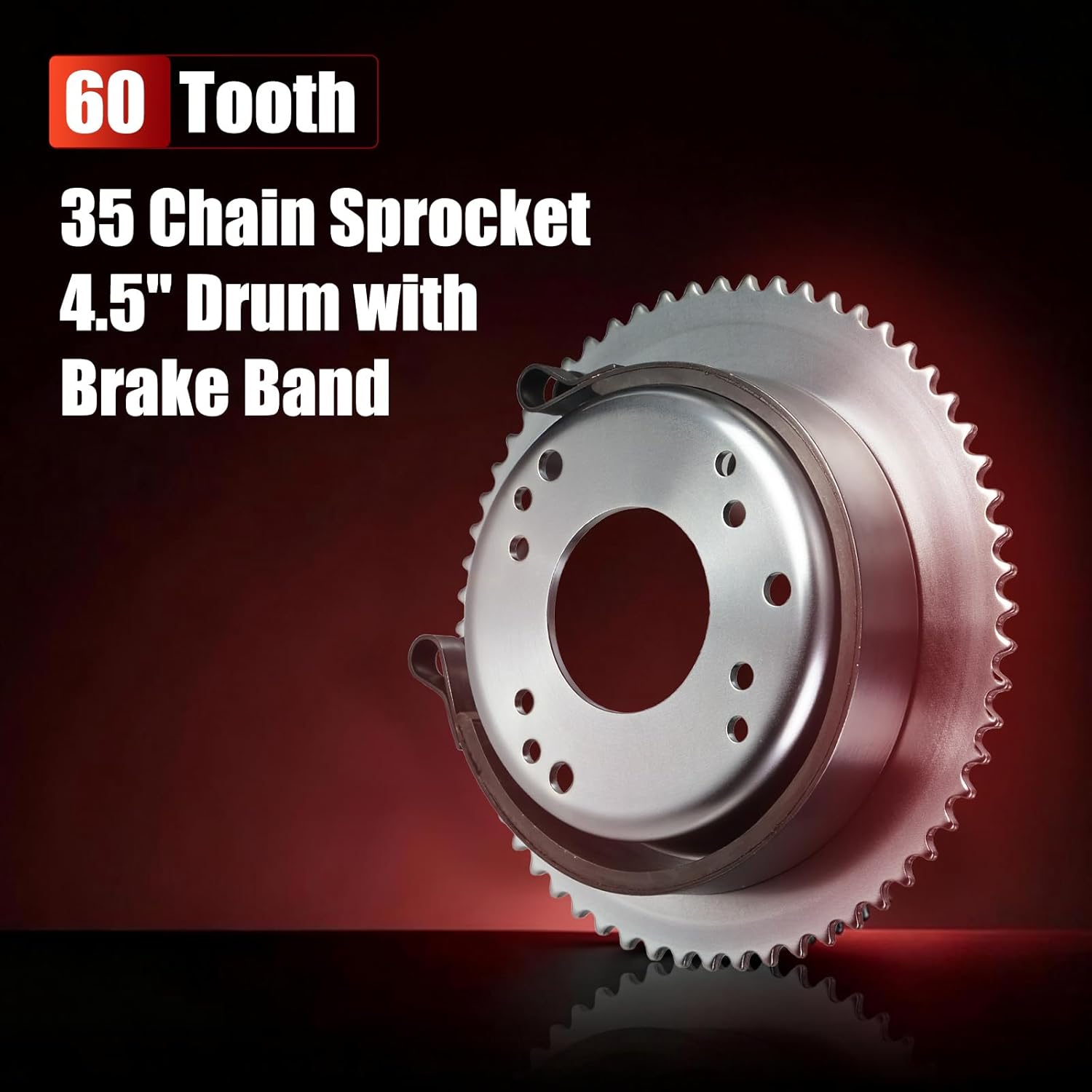 60 Tooth 35 Chain Sprocket 4.5" Drum with Brake Band For Astro Wheel Go Kart Mini Bike ATV - Image 2