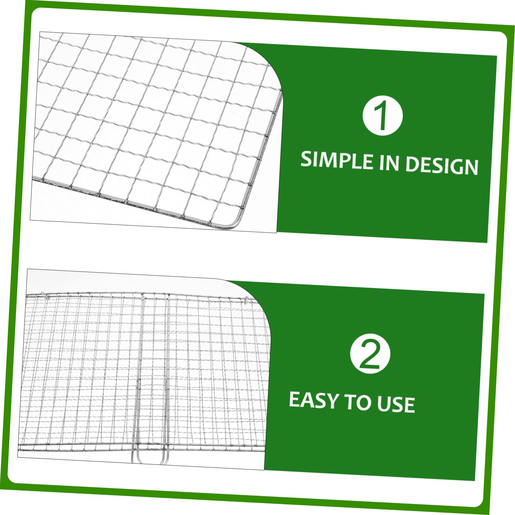 Balacoo Grill Mesh Rack Bbq Accessory Fish Grill Basket Sturdy Stainless Steel Clip-on Design Heatproof for Outdoor Cooking
