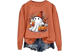 Halloween Sweatshirt Women Cute Ghost Sweater Plus Size Womens Halloween Shirt