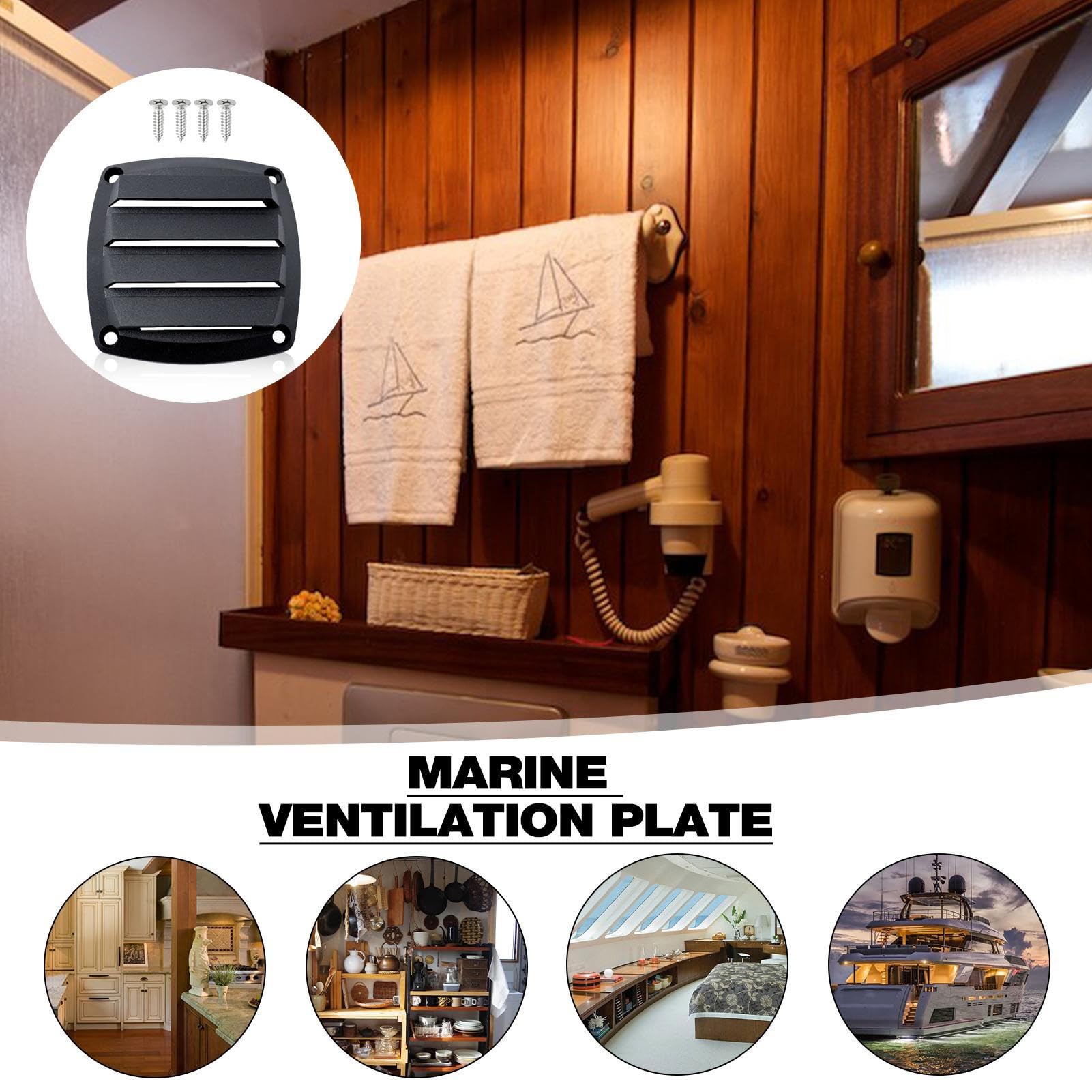 Grille De Ventilation Marine – Nylon, 83x83x15 Mm, Argent Ou Noir, Pour Bateau, évacuation Odeurs