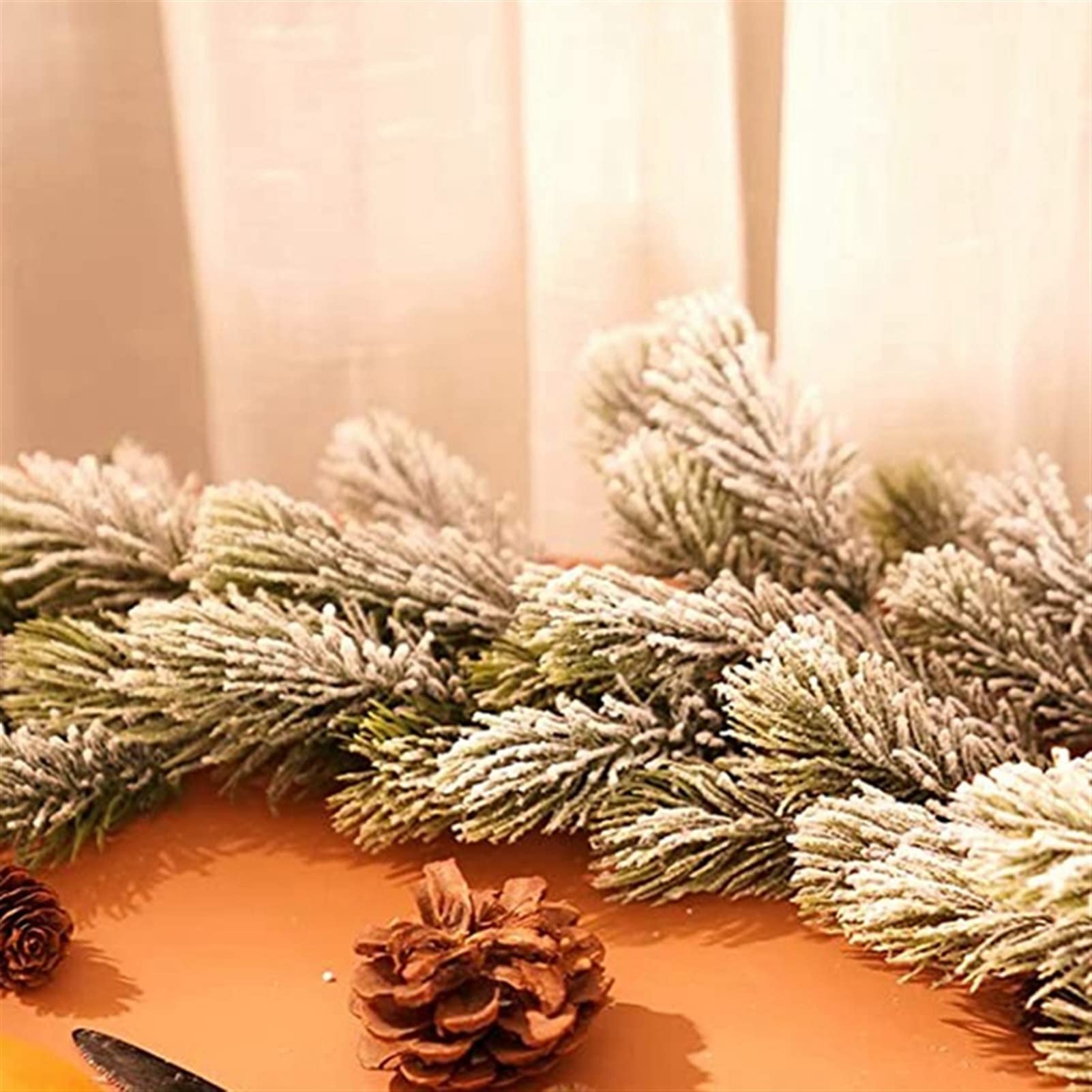 TOORU TRUSTTWO Big Deal Long Long Artificial Snow Pine Ramas de Navidad Guirnalda de Navidad con Decoraciones de Nieve con Puertas Delanteras DE Pina Guirnaldas de Nieve The New