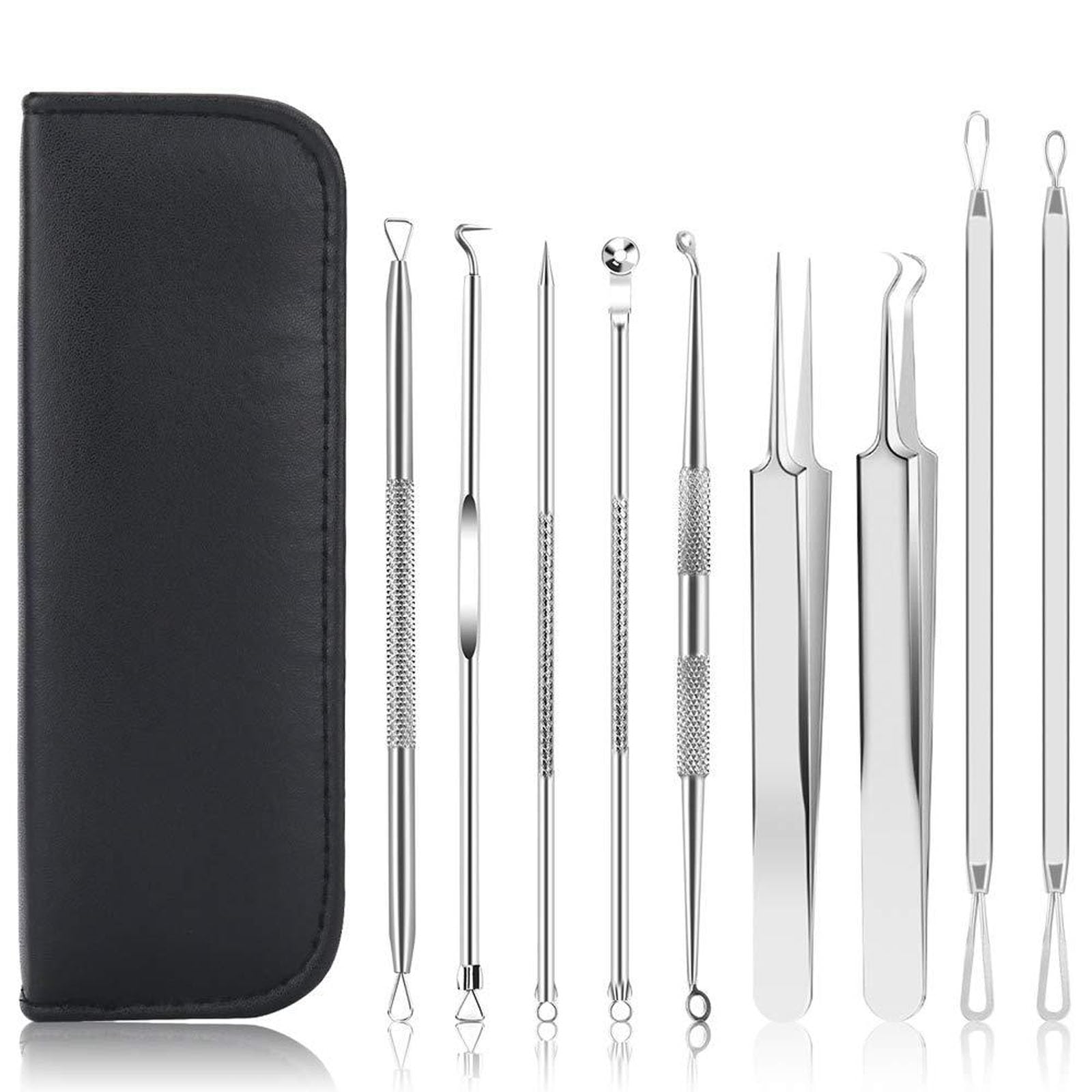 Tazweeq Pimple Popper Tool Kit,9 pcs Professional Stainless Steel Blackhead Remover Comedone Extractor Tools,Quick and Easy Removal of Pimples, Blackheads, Zit Removing, Forehead, Facial and Nose.