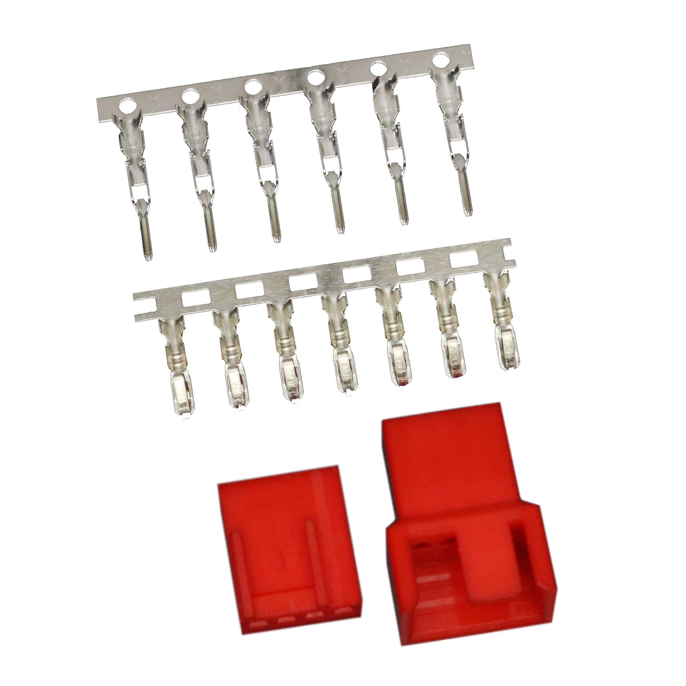 2510/5240 2.54mm Red 3+1-pin PC Fan Wire-to-Wire Crimp Connector Plug + Wire Socket + Crimps, Pack of 50 Compatible With Molex KK 254 / Molex 5051