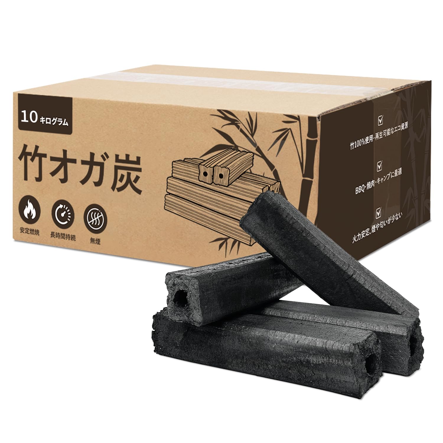 Amazon | MOON LENCE オガ炭 竹オガ備長炭 一級品 100%竹製 高火力&長