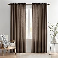 Vista 14 de Melodieux Cortinas semitraslúcidas blancas de 24 pulgadas de largo para cocina, cafetería, dormitorio, ventanas pequeñas, con bolsillo para barra
