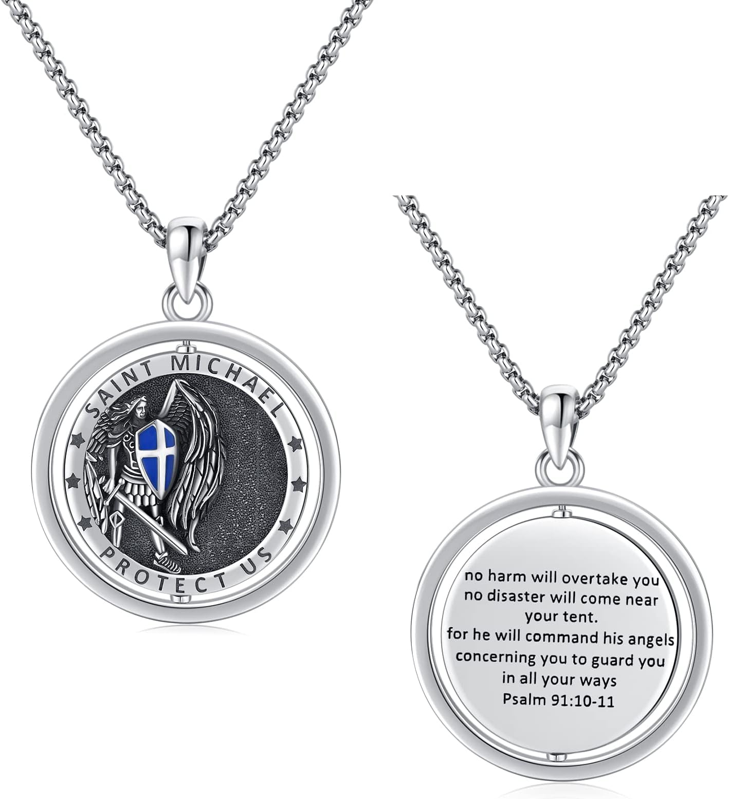 JUSTKIDSTOY925 Sterling Silver St Michael/St Peregrine/Virgin Mary/St Francis/St Anthony/St Joseph/Baphomet Necklace for Men Women Amulet Religious Saint Medal Jewelry Gifts