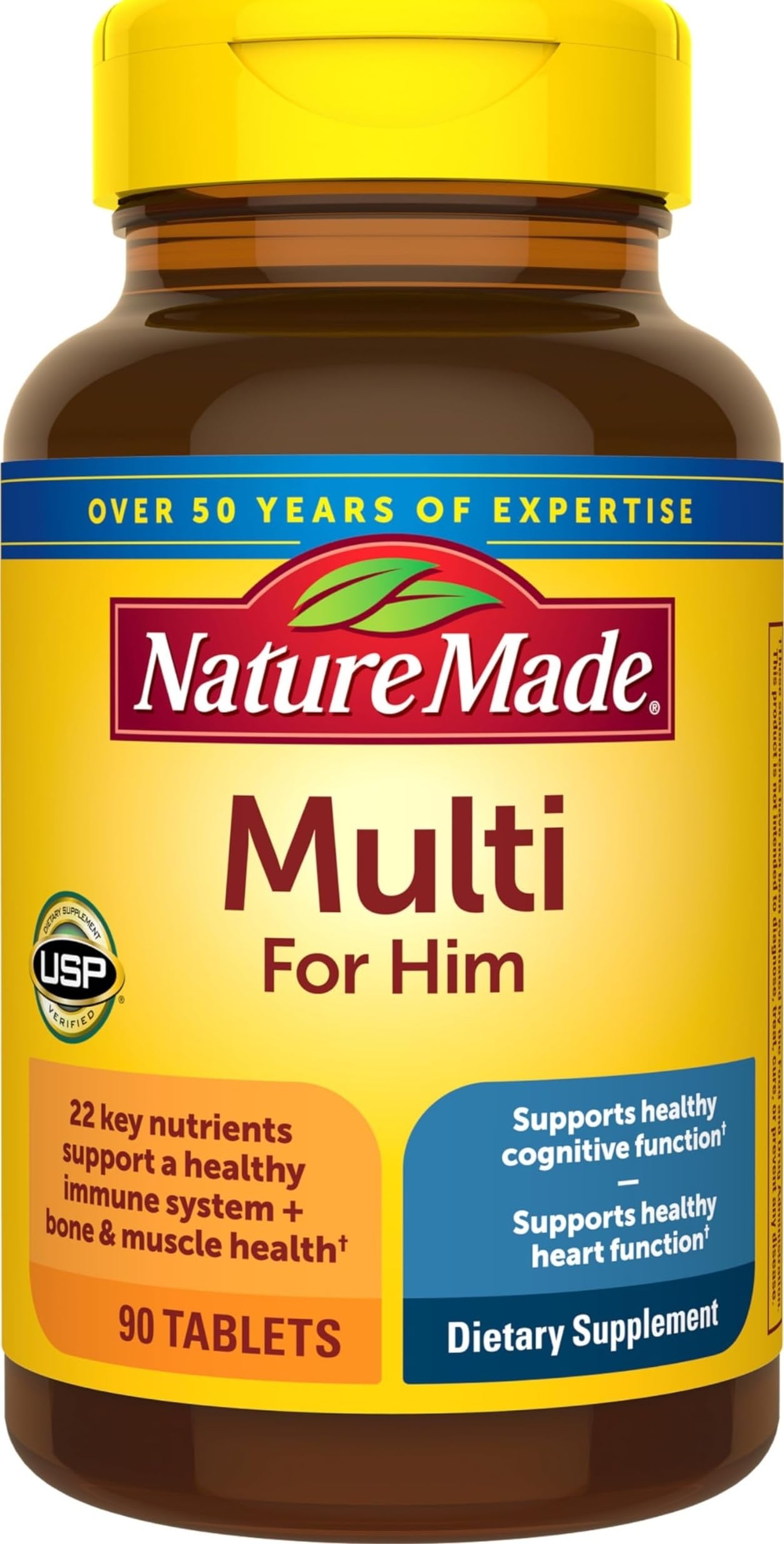 Nature Made Multivitamin for Him, Mens Multivitamin, 90 Tablets | Mens Multivitamins with No Iron for Daily Nutritional Suppo