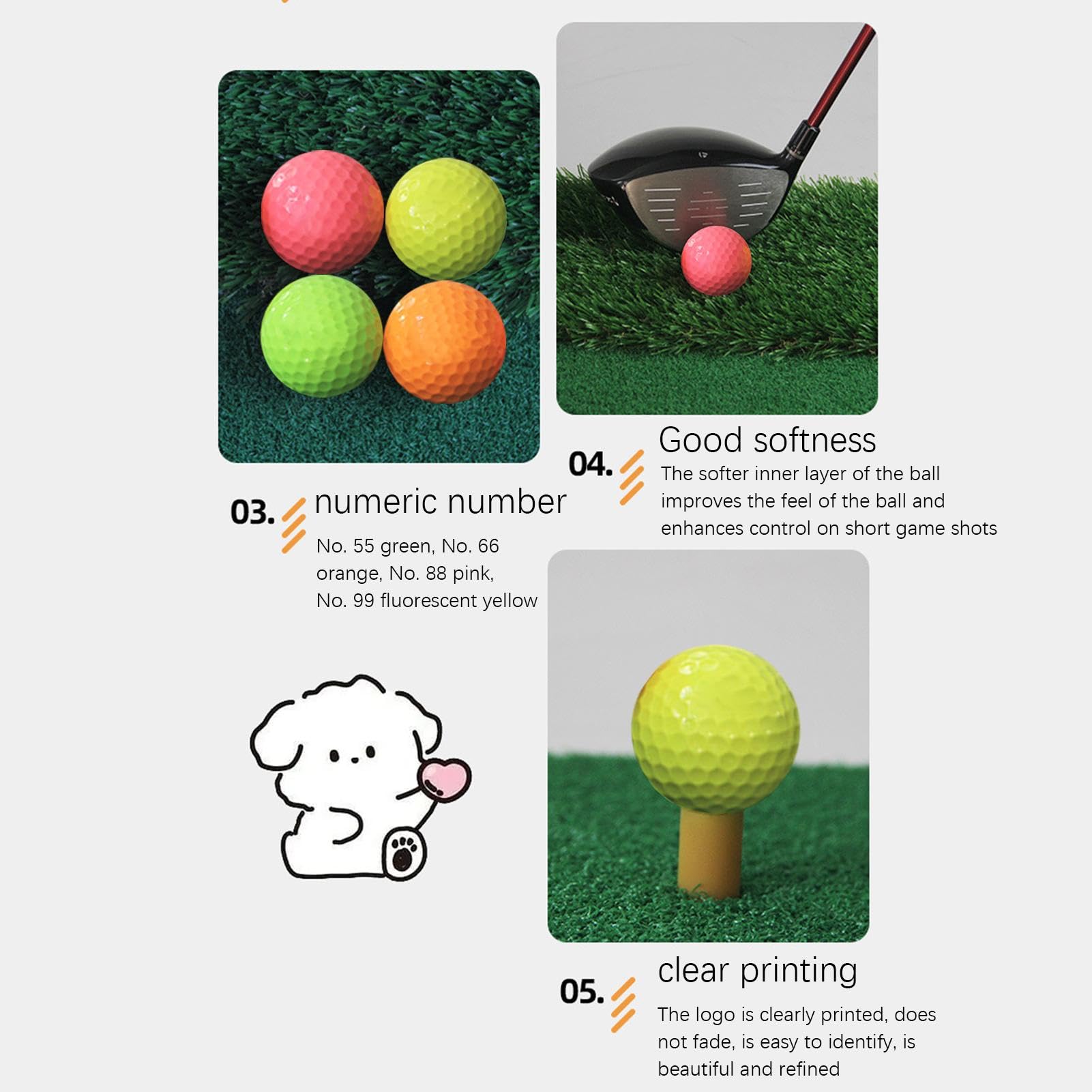 Golftrainingsbälle, Golfbälle für den Garten | 12 x bunte Golfbälle | Doppelbrücke, professionelle Golfbälle, vielseitig, Golfberufe für den Innenbereich