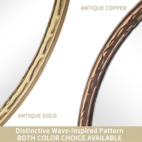 Miniatura 7 de Espejo redondo de baño RD24 pulgadas, color dorado antiguo, espejo de acento con marco de metal, moderno espejo de pared rústico envejecido,